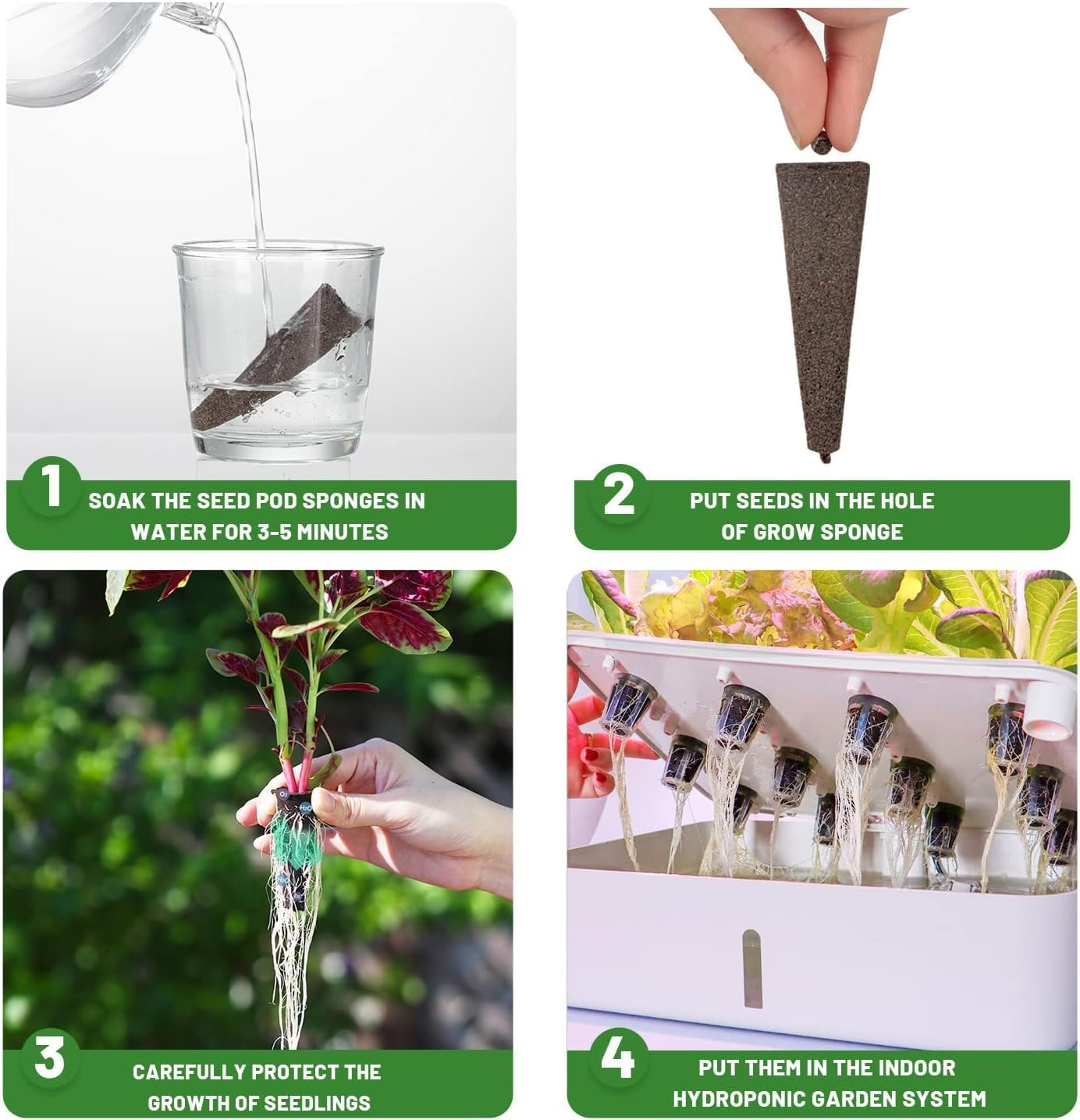 70 Pcs Seed Pods, Alternative Grow Sponges for Hydroponics, Hydroponic Sponges Kit for Indoor Garden System(Brown) image number 4