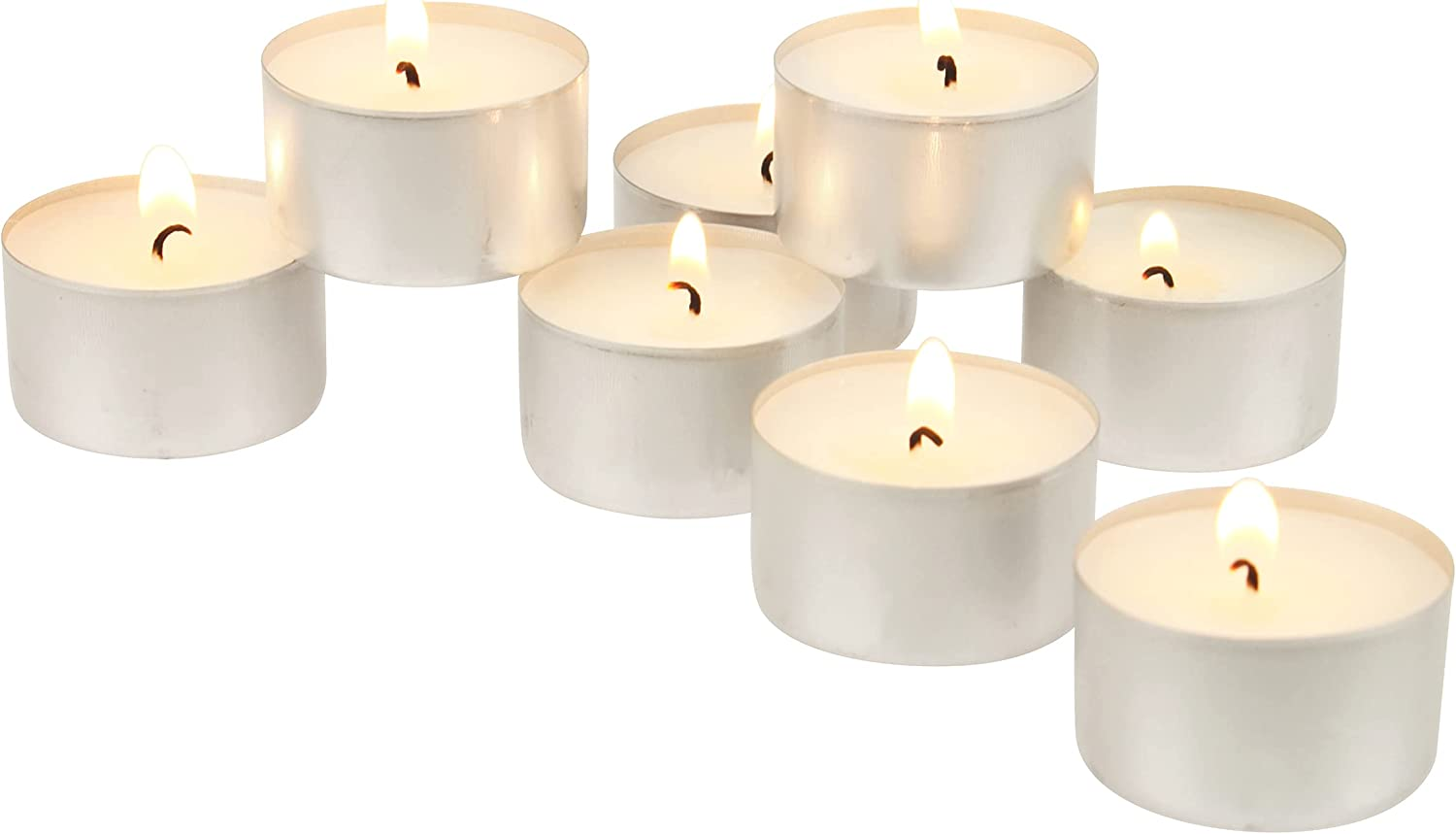 Stonebriar Bulk 50 Pack Unscented Smokeless Long Tea Light Candles with 8 Hour Extended Burn Time, White, 50 Count image number 5
