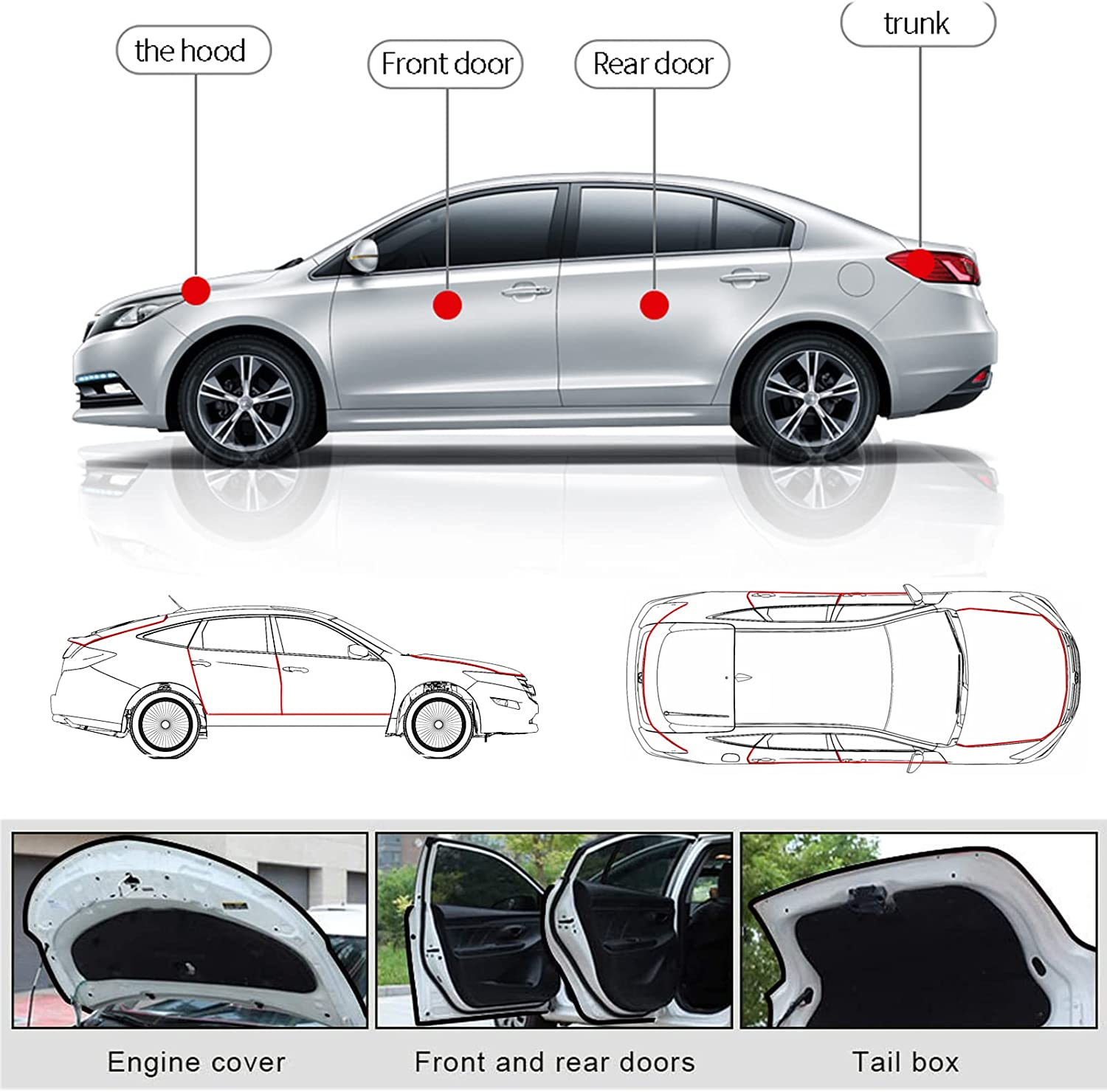 Uandhome Car Door Edge Guards, 5M U Shape Car Door Edge Protector Guard Rubber Anti-Collision Rubber Clips Trim Seal Lining Protect Fit for Most Car image number 2