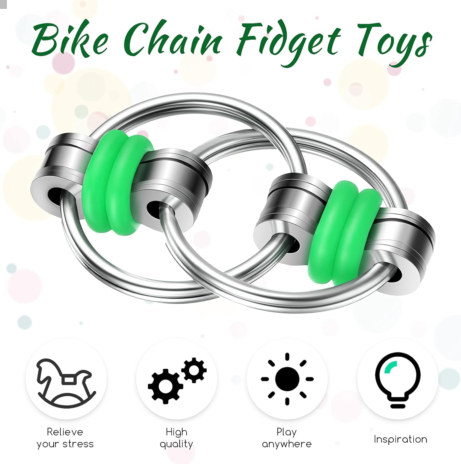 Fidget Bike Chain Flippy Chain Toys for ADHD Stress Relief Finger Toys Fidget Flippy Key Chains for Adults and Teens(20 Pcs,Blue Yellow Red Green Purple) image number 5