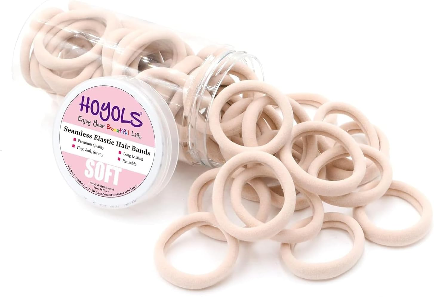 HOYOLS Soft Large Seamless Hair Ties, Gentle Stretch Nylon Ponytail Holder Bands for Thick Heavy Curly Hair, No Slip No Damage Scrunchies Headbands 100 Pcs (Light Blonde) - 10 Colors Set image number 6