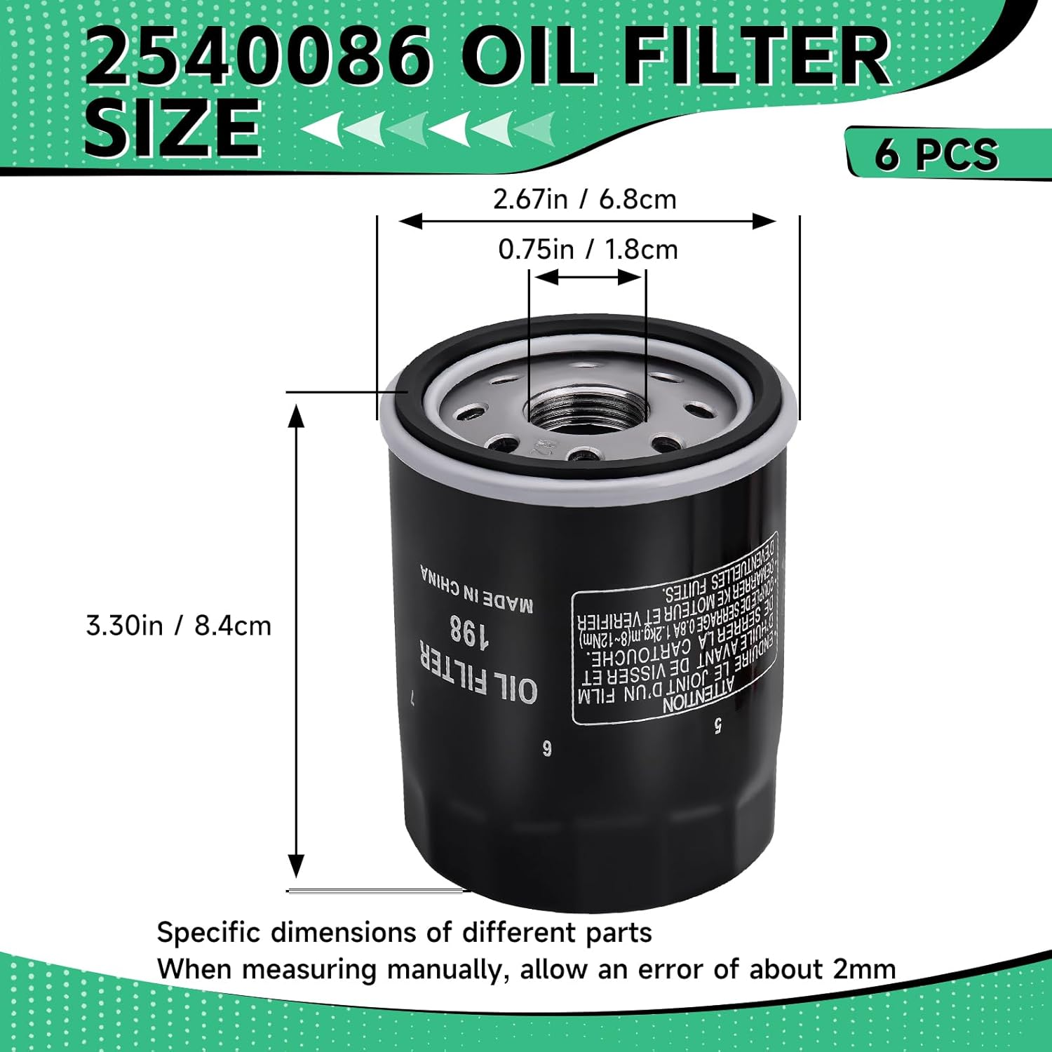 2540086 Oil Filter 2540122 2540006 for Polaris Ranger 570 700 800 900 1000 Crew XP General 1000 RZR 570 800 900 1000, Sportsman 600 700 800 ATV, RZR S 800 RZR 4 800 900 ACE 900 570 500, 6PCS