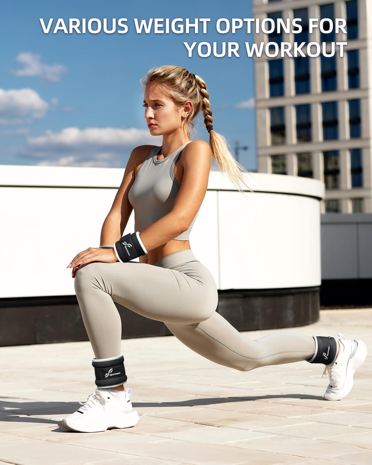 Sportneer Ankle Weights: 0.5 X 2/1 X 2 Kg Neoprene Ankle Wrist Arm Leg Weight Straps for Fitness Walking Jogging Workout image number 5