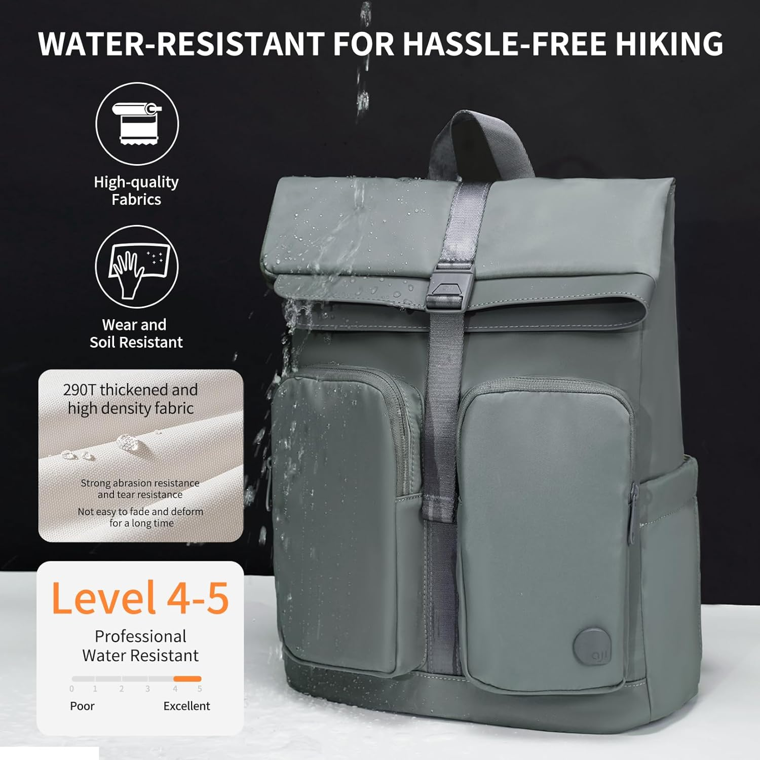 AJI Travel Backpack Laptop Backpack: Large Laptop Bag Fit 17 Inch - Carry on Backpack for Airplanes - Side Access & Wide Opening Expandable Waterproof Outdoor Work Backpack Schoolbag for Women Man image number 3