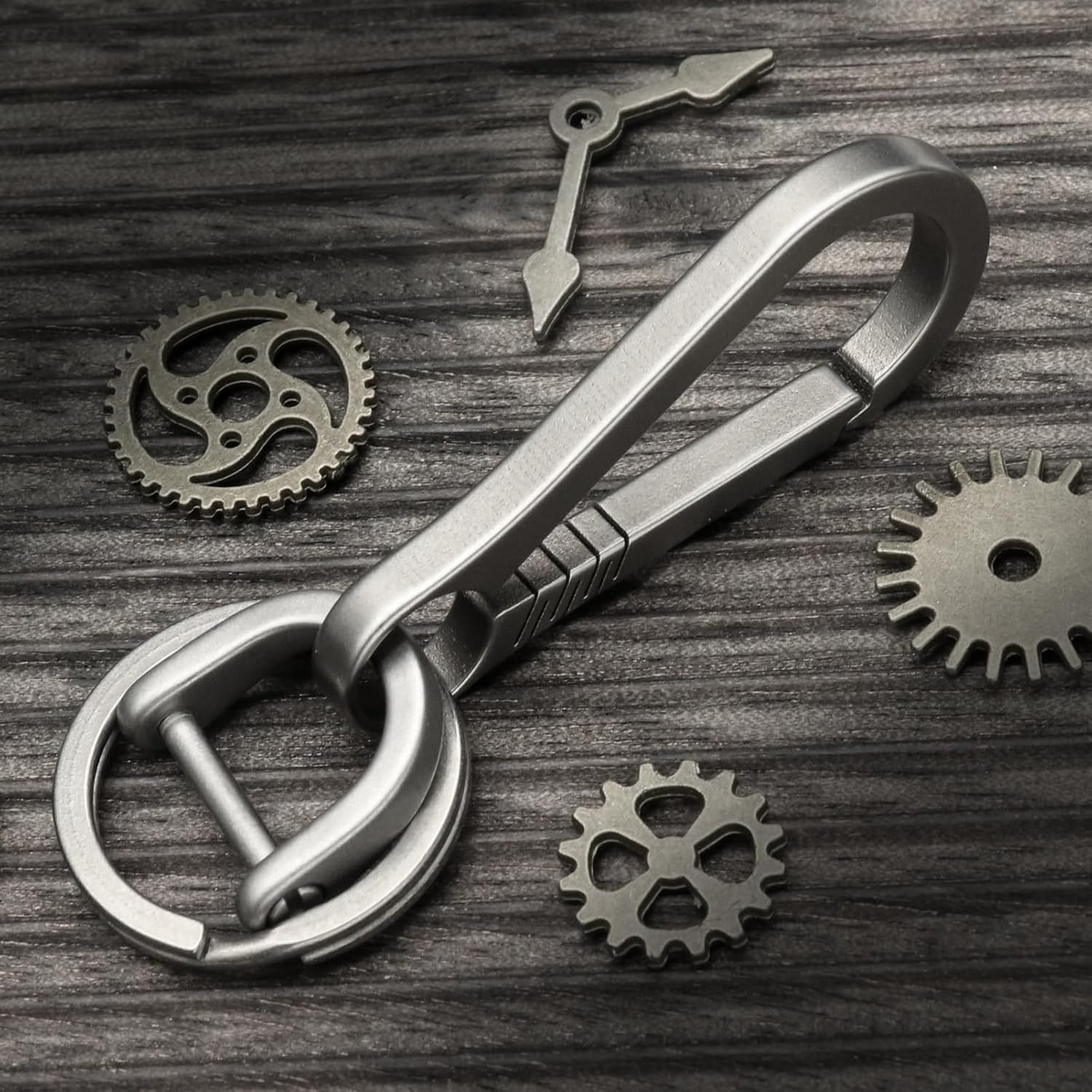 Titanium Carabiner Keychain Clip, Minimalist Keychain Key Clip EDC Quick Release Hooks - Tkc04-Black image number 2