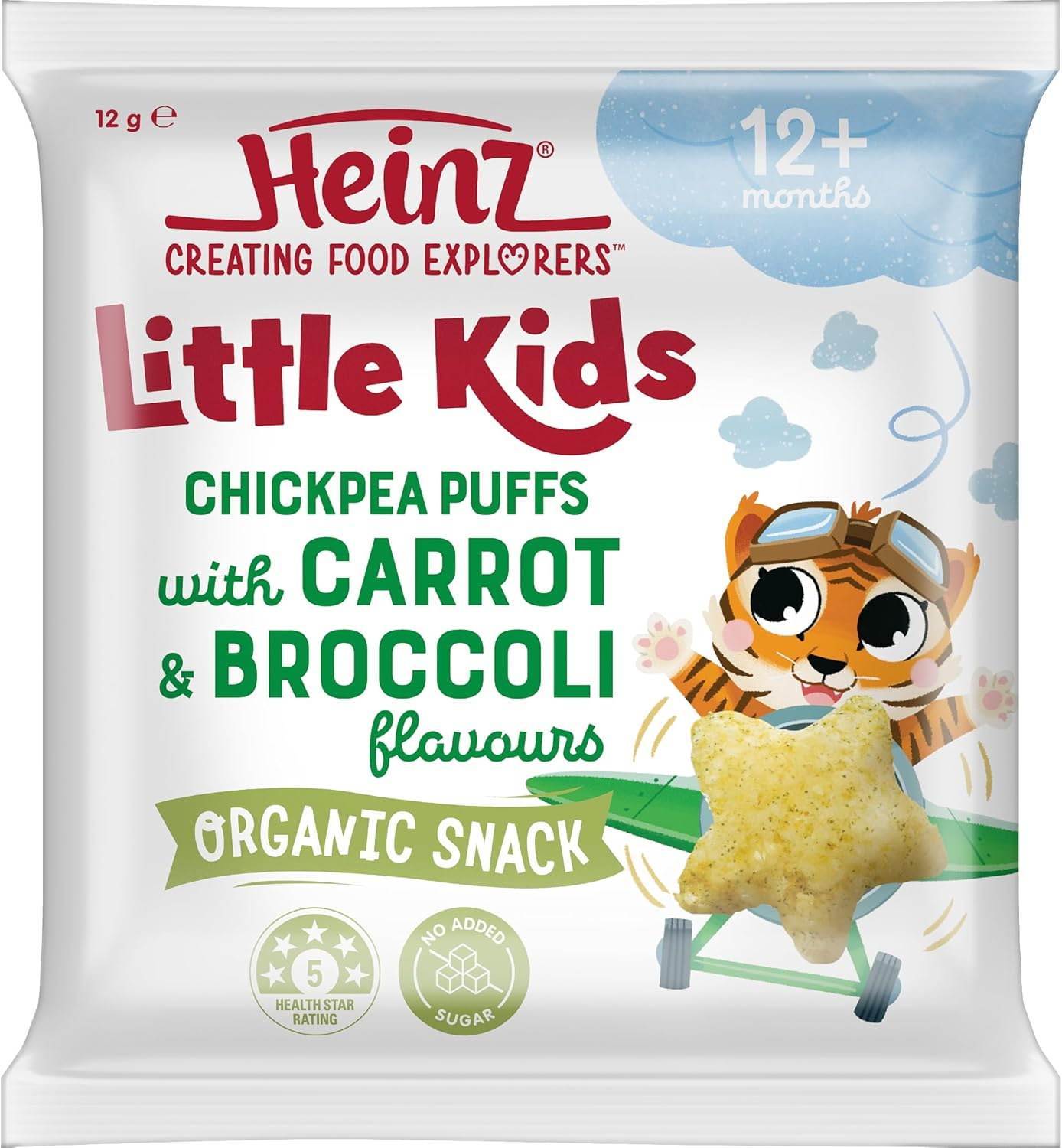 Heinz Chickpea Puffs Snack Chickpea with Carrot and Brocoli Heinz Little Kids Heinz for Baby Snacking 12G (Pack of 6) image number 3