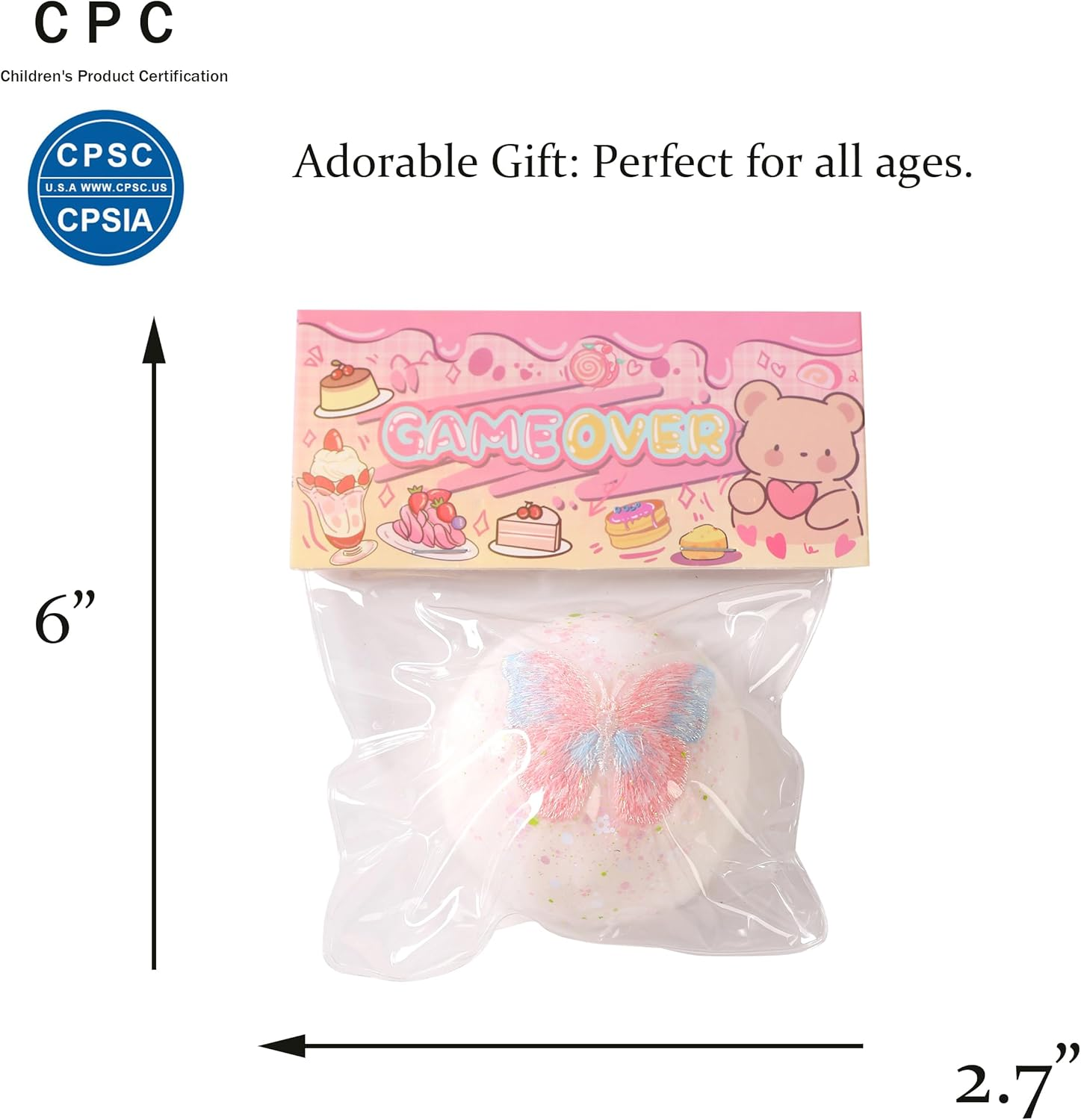 2PCS Taba Squishy Daifuku Squeeze Toys,Sensory Fidget Toy for Your Best Mellow and Chill,Birthday Gift, Squishy Toys for Kids Teenage (Butterfly White-2Pcs) image number 2