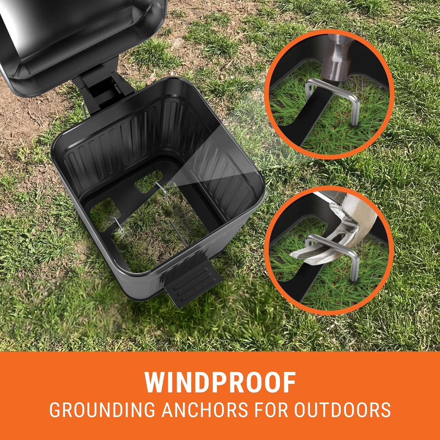 Pupzle Small Dog Poop Trash Can Outside, 1.3 Gal Metal Dog Waste Trash Can, Small Poop Bucket Outdoor with Lid, Poo Container Bin Waterproof Backyard Odor Control, 30 Bags (Black) image number 2