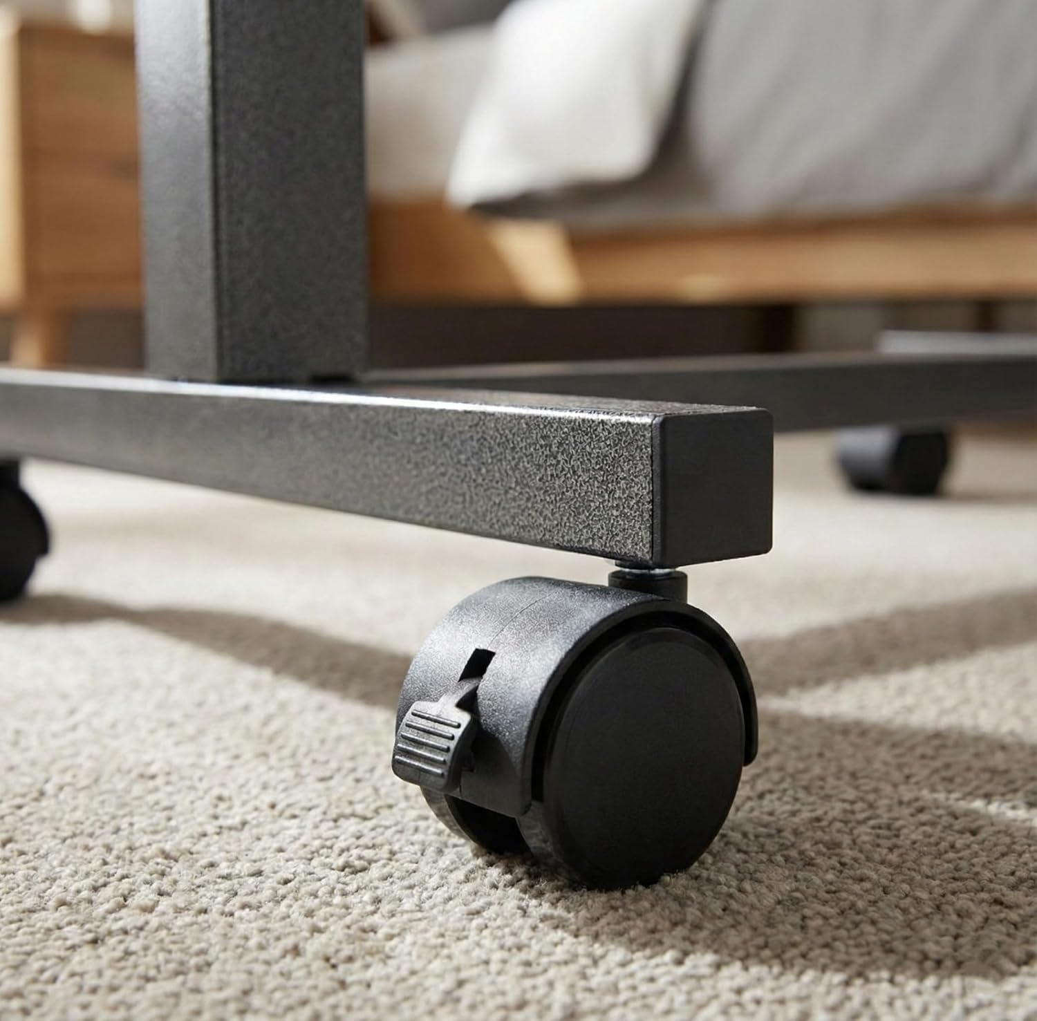 Altus Overbed Table Gas Lift Mechanism Steel Frame Laminate Top Walnut image number 3