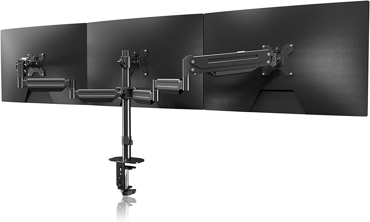 Triple Monitor Stand Mount-Gas Spring Stand with Clamp and Grommet Base, Fully Adjustable Desk Mount Fits Three 17-27 Inch LCD Computer Screens, Each Arm Holds up to 13.2Lbs,(Md8003) image number 1