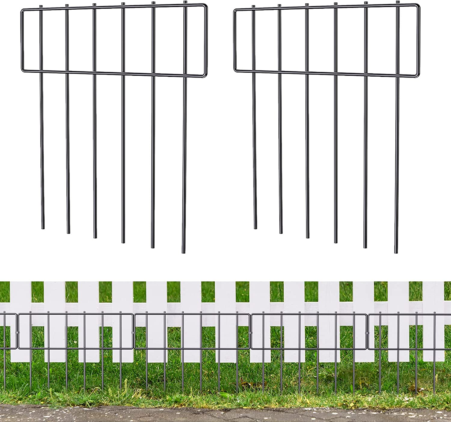 NANANARDOSO 25 Pack Animal Barrier Fence, 17 In(H) X 27 Ft(L) Decorative Black Metal Garden Fence Panels image number 6