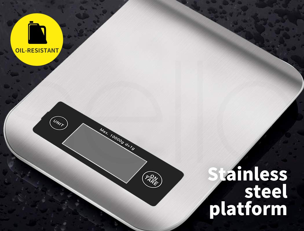 10Kg/1G Kitchen Digital Scale LCD Electronic Balance Food Weight Postal Scales, Stainless Steel Digital Food Scale 4 Units, Auto Off, Tare Fuction, Wall-Mounted Kitchen Scale Kitchen Scale