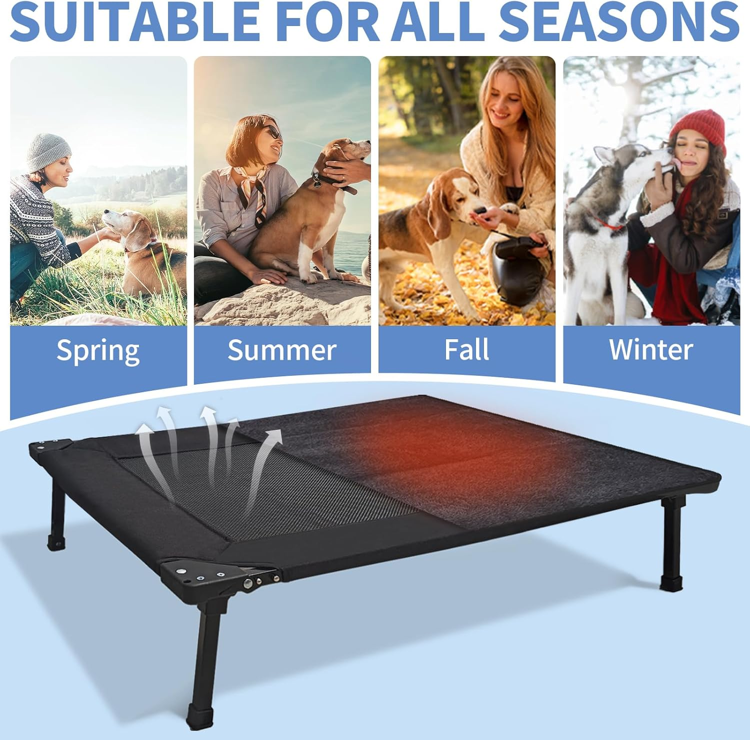 Elevated Dog Bed Foldable Raised Frame with Removable Cushion Portable Waterproof for Small Dogs Indoor Outdoor Camping Travel image number 3