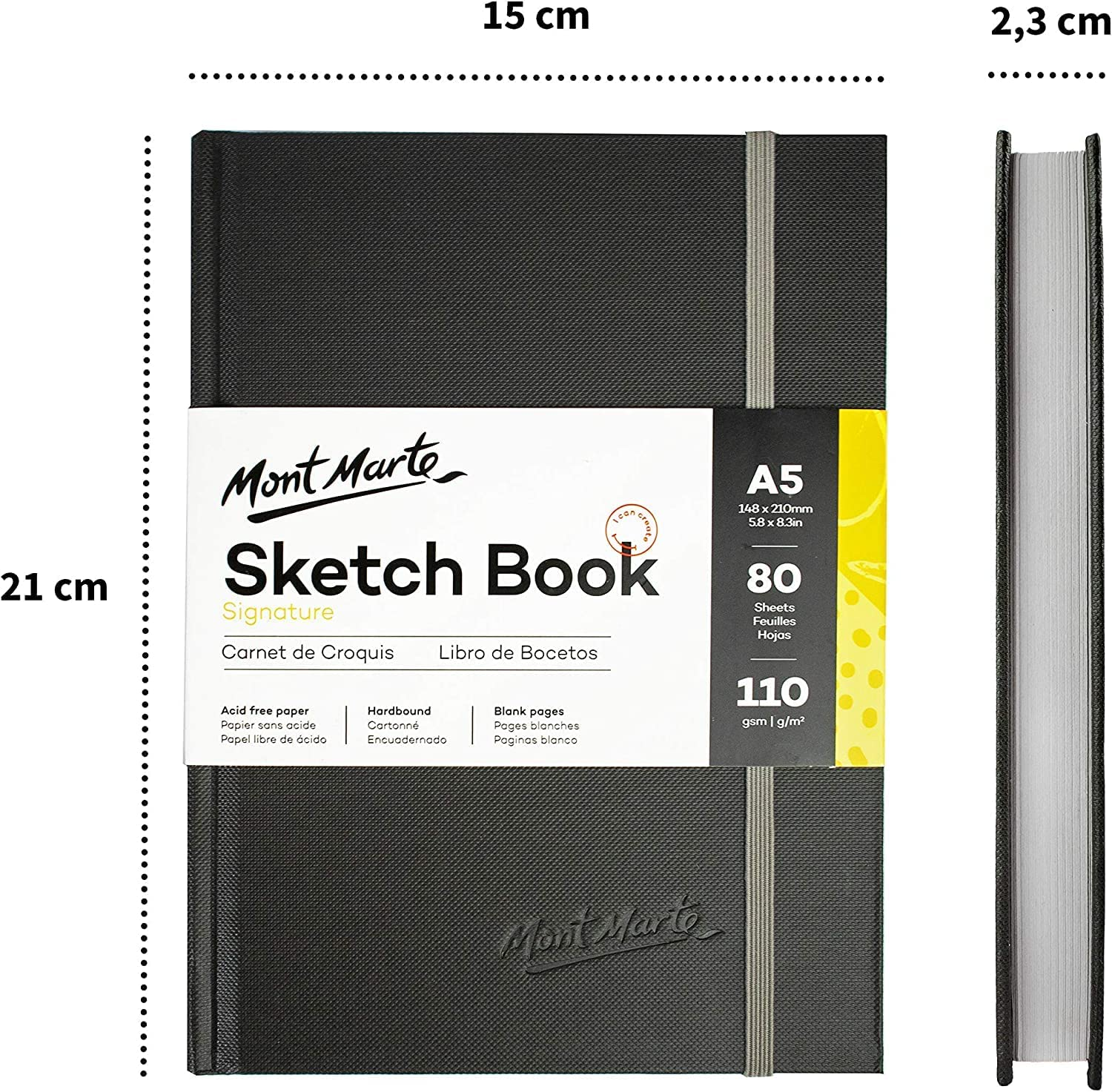 Mont Marte Signature 110Gsm Hardbound Sketch Book, A5 Size