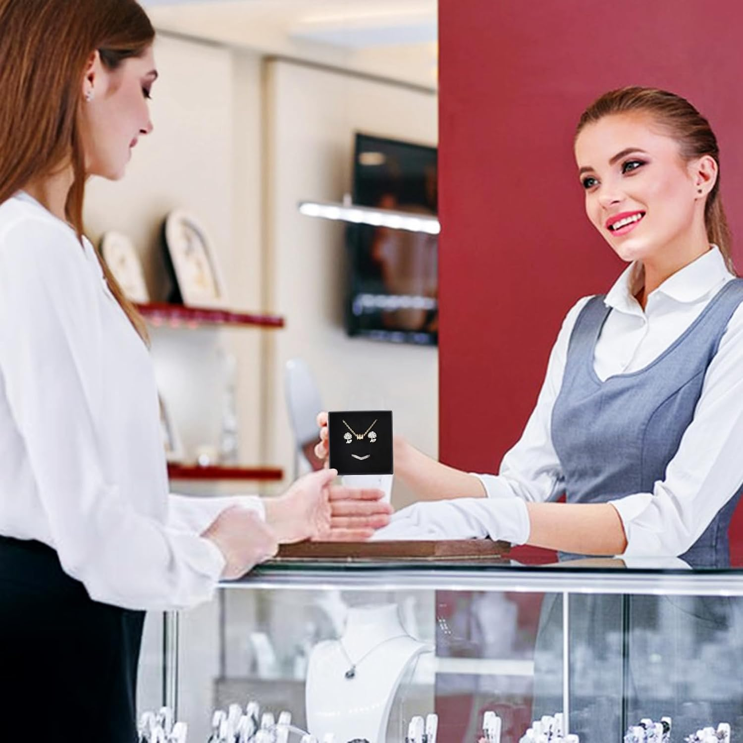 WSICSE 24Pcs Jewelry Gift Boxes - Black Small Packaging for Jewelry Storage, Cotton Filled Cardboard for Earrings, Rings, Necklaces - Valentine'S Day, Mother'S Day