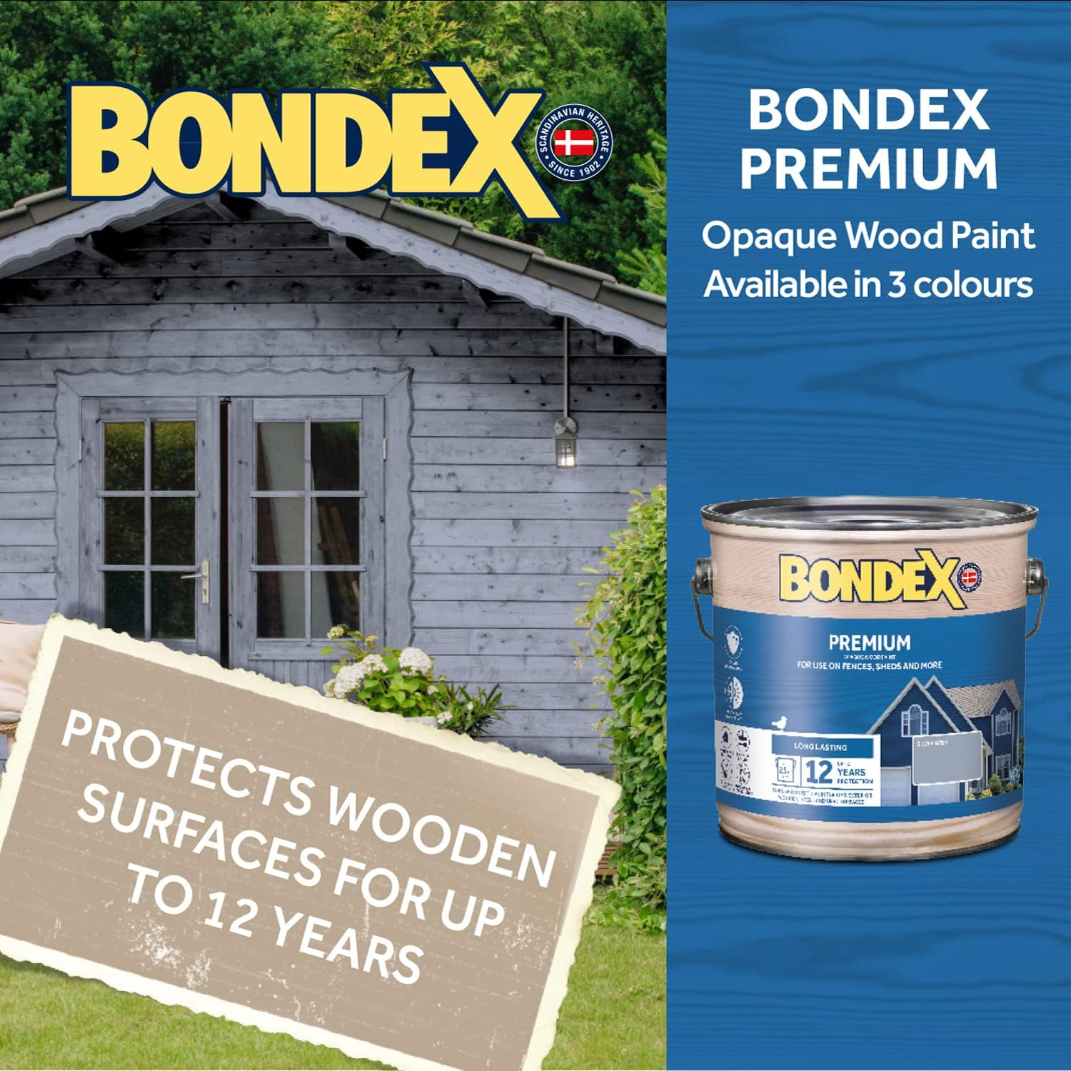 Bondex Premium Woood Stain - Nordic Blue &ndash; Suitable for Interior & Exeterior Wood - Water Based & Hardwearing &ndash; 12 Years Protection - 2.5L image number 4