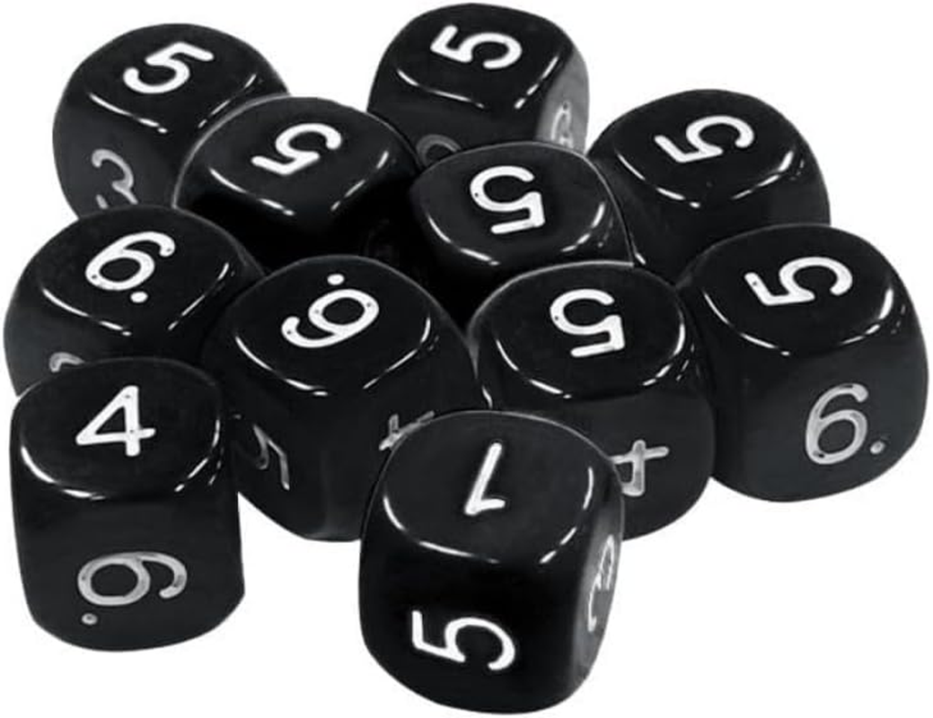 20Pcs Black 6 Sided Number Dice, round Corner Polyhedral Dice, Polyhedral Dice Role Playing Dice for Numeral Teaching Board Games, Table Games Role Playing Dice Black Dice（16Mm ） image number 4