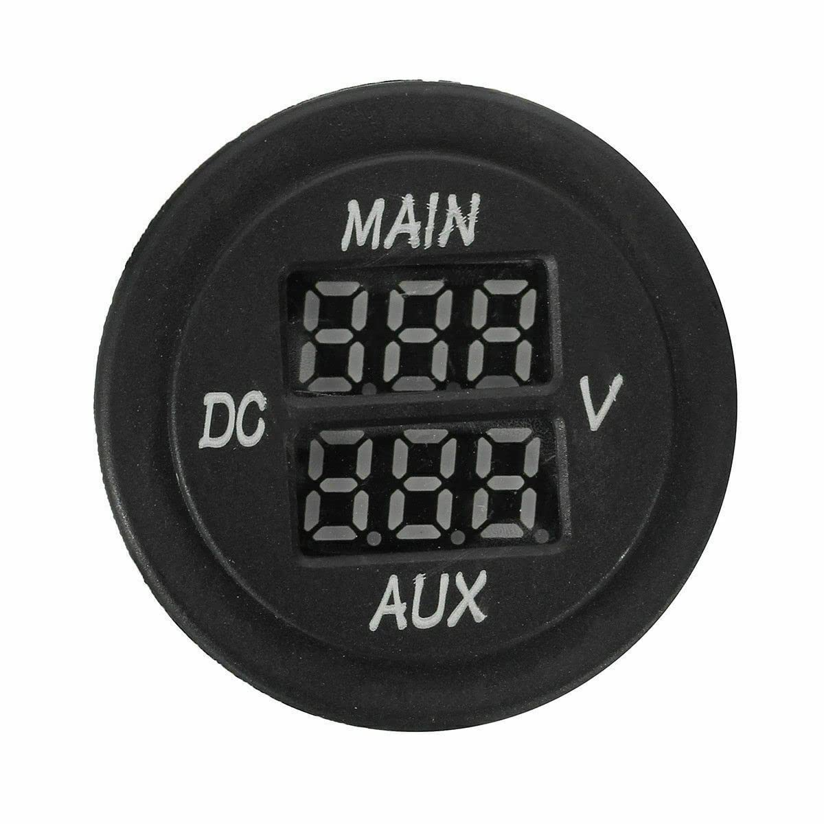 12/24V AUX LED Dual Voltmeter Voltage Gauge Battery Monitor Panel Car Boat RV