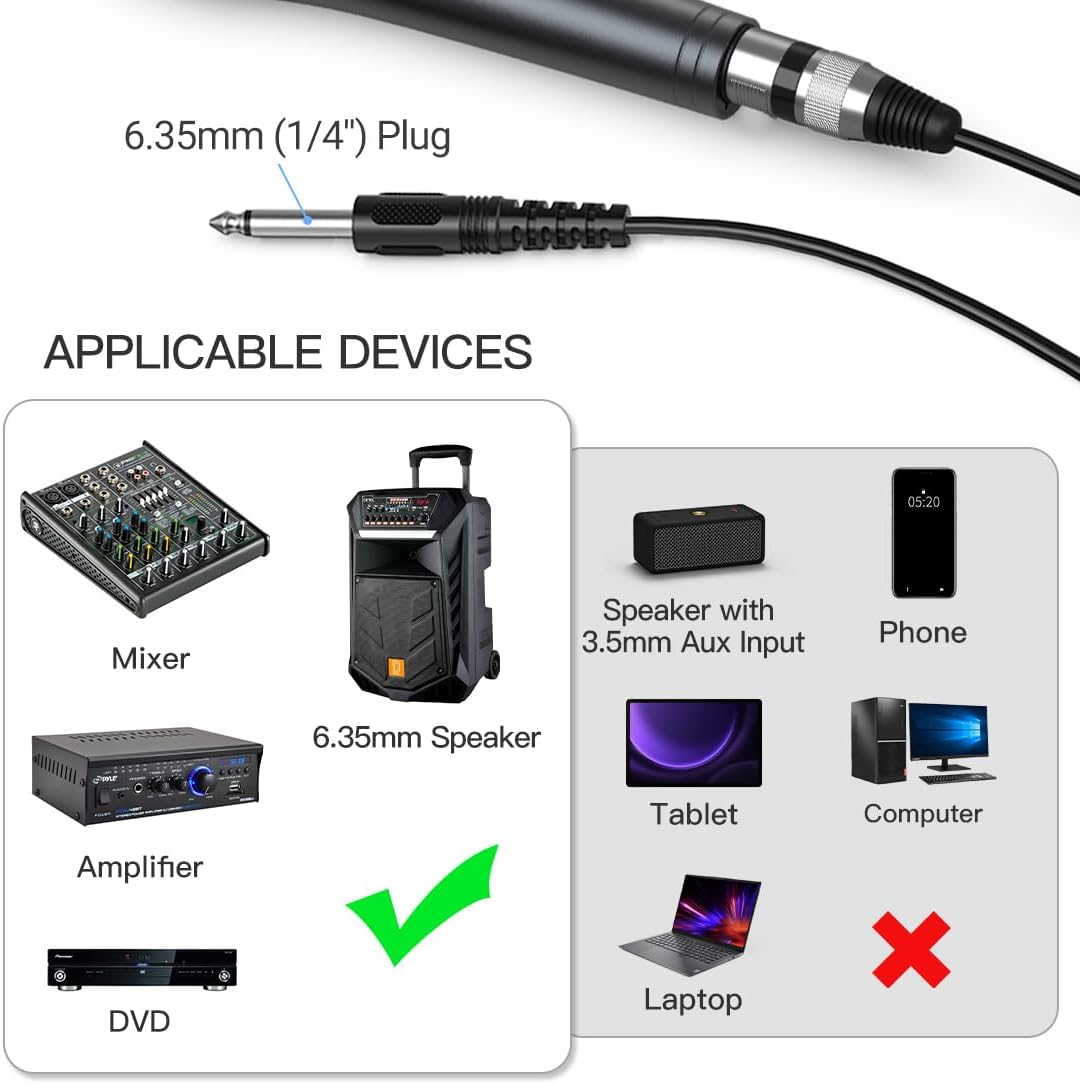 Fifine Karaoke Microphone, Dynamic Vocal Microphone for Speaker, 6.35MM Wired Handheld Mic with on and off Switch And14.8Ft Detachable Cable-K6 image number 5