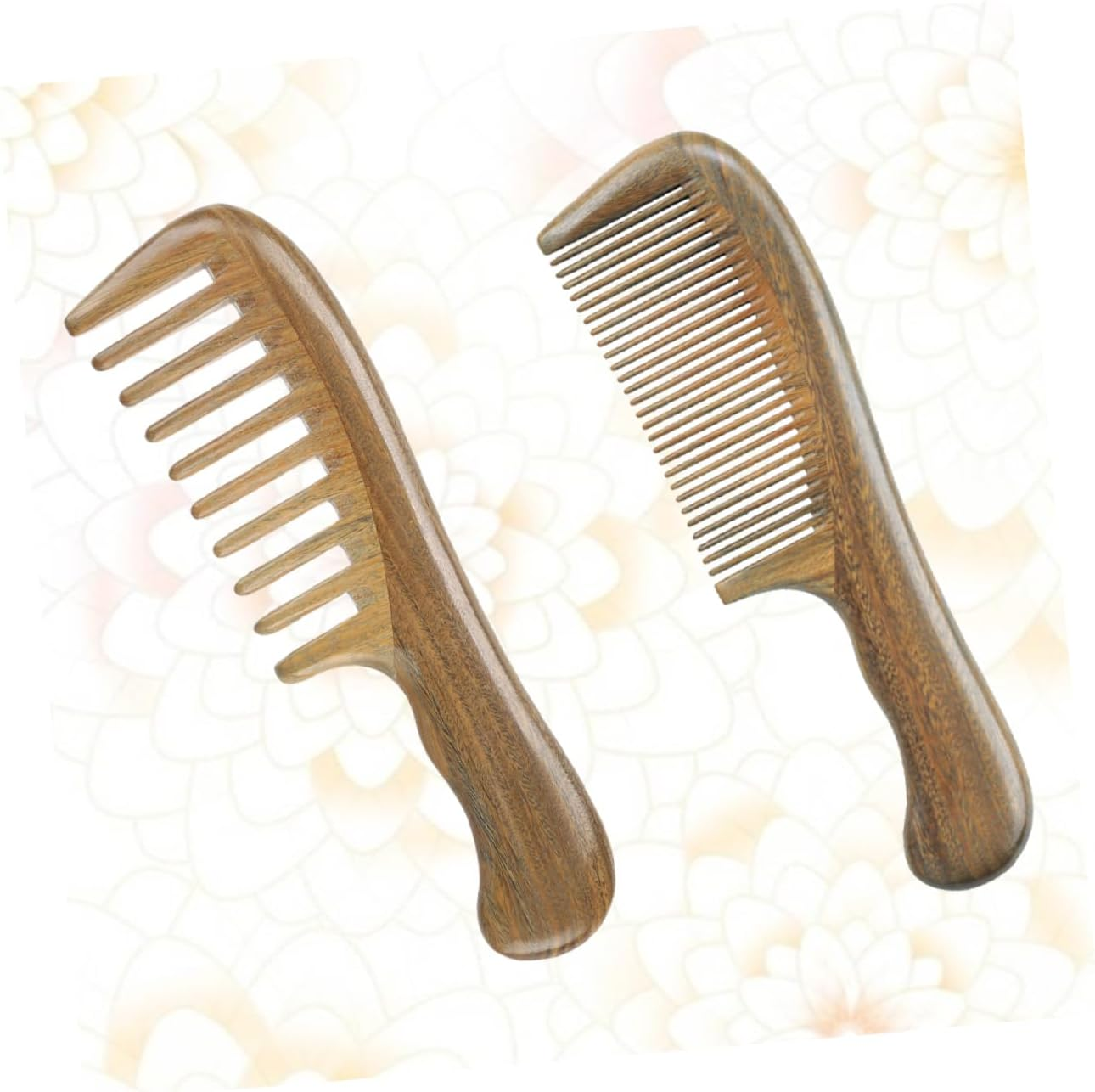 Baluue 2Pcs Natural Sandalwood Combs Set for Women Wide Tooth Fine Tooth Hair Comb Portable for Daily Use and Travel image number 3