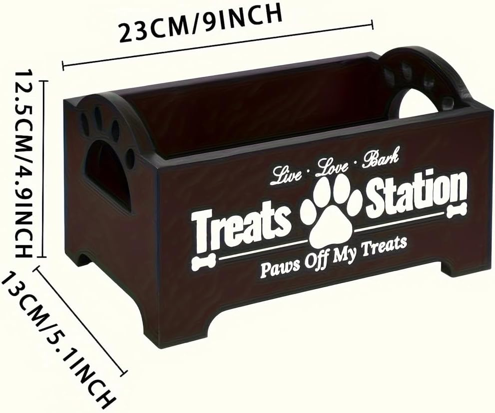 AIMALL Cat and Dog Treat Storage Box, Decorative Paw Design, Durable Wood Organizer for Pet Food and Toy Sorting - Black or White, 9In(L) X 5.1In(W) X 4.9In(H) - White image number 4