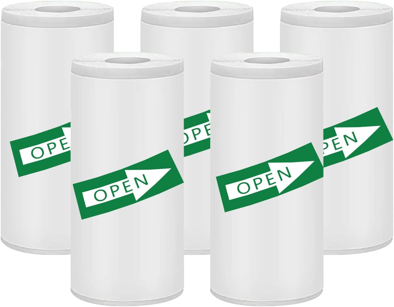 5 Rolls Thermal Adhesive Sticker for Mini Printer, 57 X 30 Mm Coreless Inkless Black and White Label Printing Sticker Paper for Mini Thermal Printer, Cash Register, POS Receipt (White) image number 1