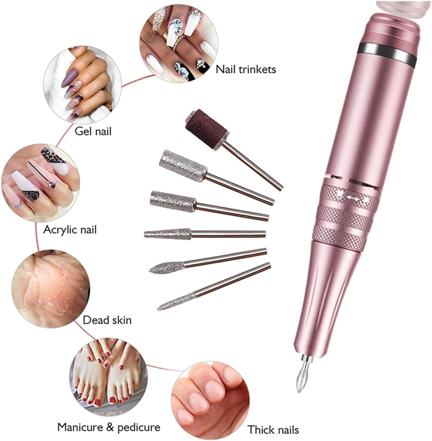 Nail File Electric, Nail Drill Machine 35000RPM Electric Manicure Machine Pedicure Manicure Drill Set Milling Cutters Set Nail File Equipment Tools(Black)