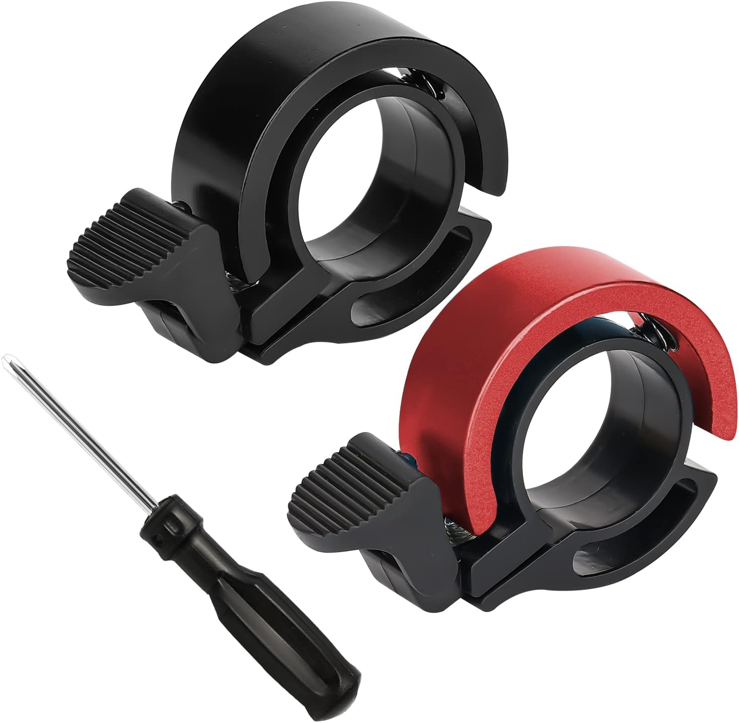 SAVITA 2Pcs Bicycle Bell, Innovative Aluminum Bicycle Ring Q Design Bike Ringer Loud Sound Bike Bell for Electric Bike Mountain Bike, Compatible with 0.875-0.898Inch Bike Handlebar image number 1