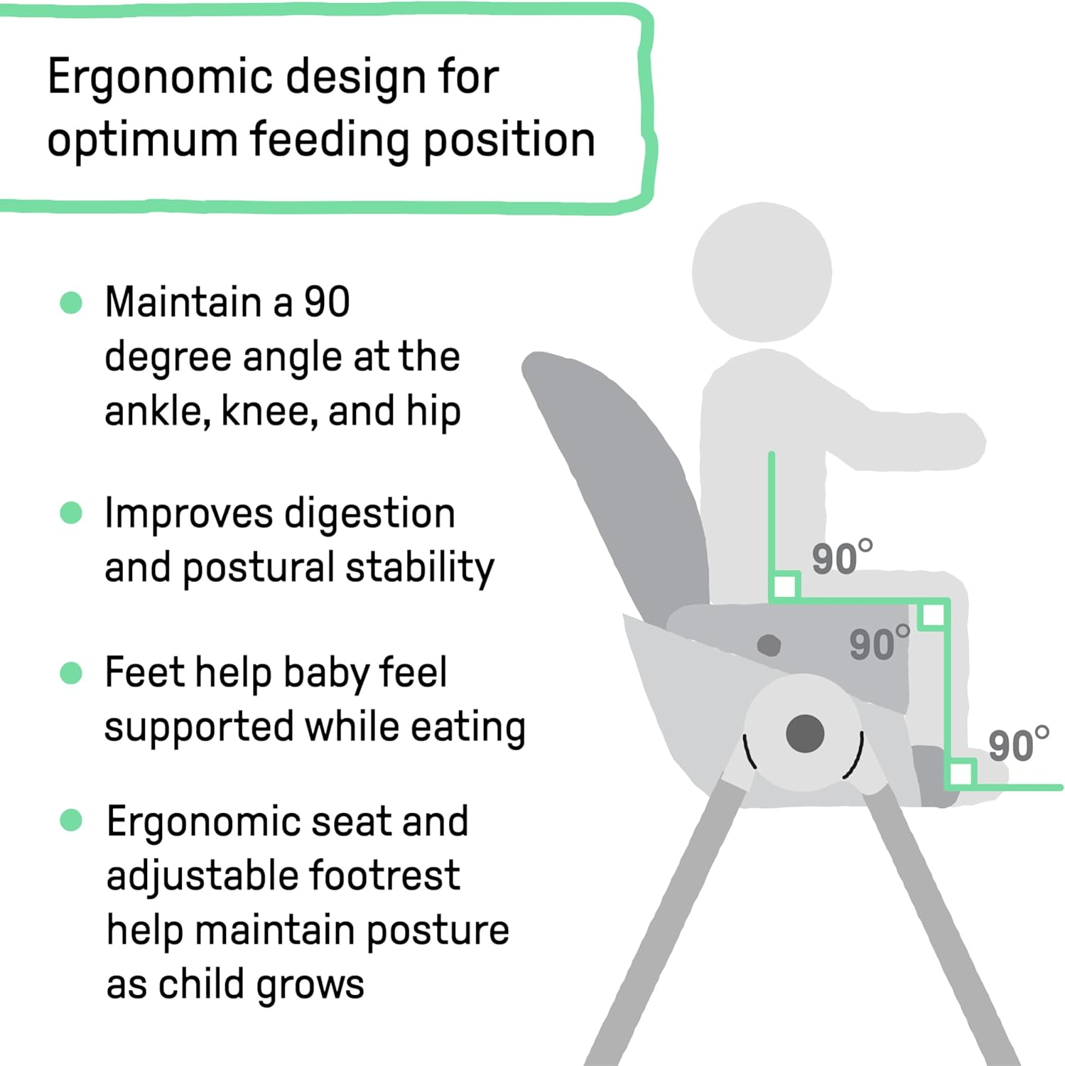 Ingenuity Proper Positioner Deluxe High Chair - 7-In-1 Convertible Baby Seat, Removable Rocking Infant Seat, Unisex, for Ages 0-36 Months - Chambray image number 6