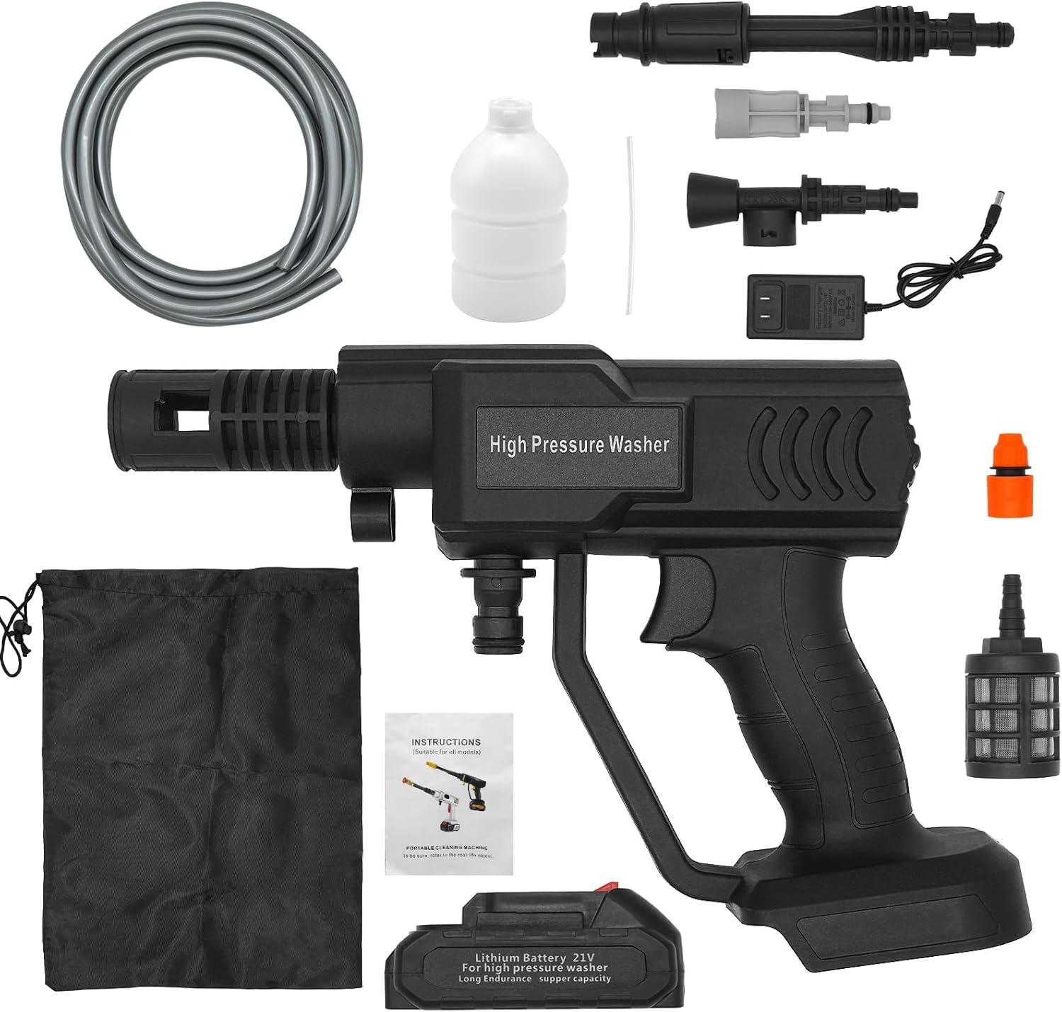 Cordless Pressure Washer, Adjustable Spray Nozzle Portable Power Washer 652 PSI (2&times;1.5AH Batteries, 2&times; 1500Mah, 1.5) image number 3