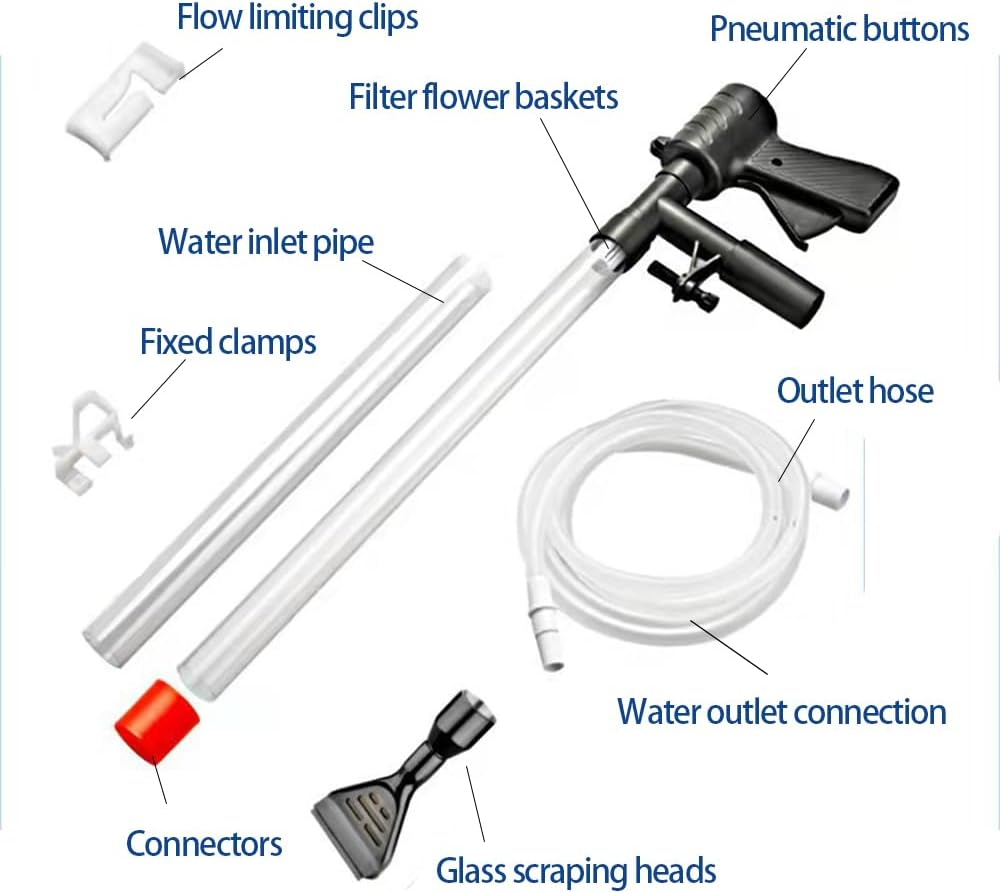 Fish Tank Gravel Cleaner, Aquarium Gravel Cleaner Vacuum Fish Tank Vacuum Cleaner Tools with Air Pressure Button for Aquarium Water Changer for Fish Tank Cleaning Gravel and Sand image number 1