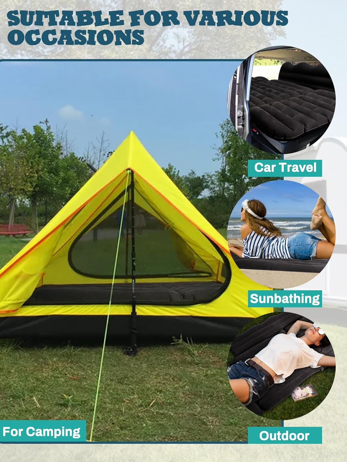 Car Air Mattress, Inflatable Back Seat Mattress, Thickened, for SUV, Home, Camping, Travel, Black image number 2