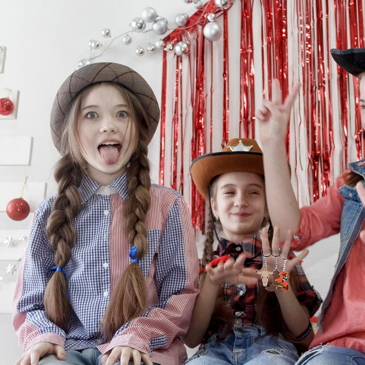 12 Pcs Western Themed Keyrings，Keychains Set &ndash; Cowboy Hat, Boot, Horse & More,Colourful Rubber Keyring for Western Enthusiasts Gift,Charm,Bright Decorative for Keys, Bags,Pouchs image number 5