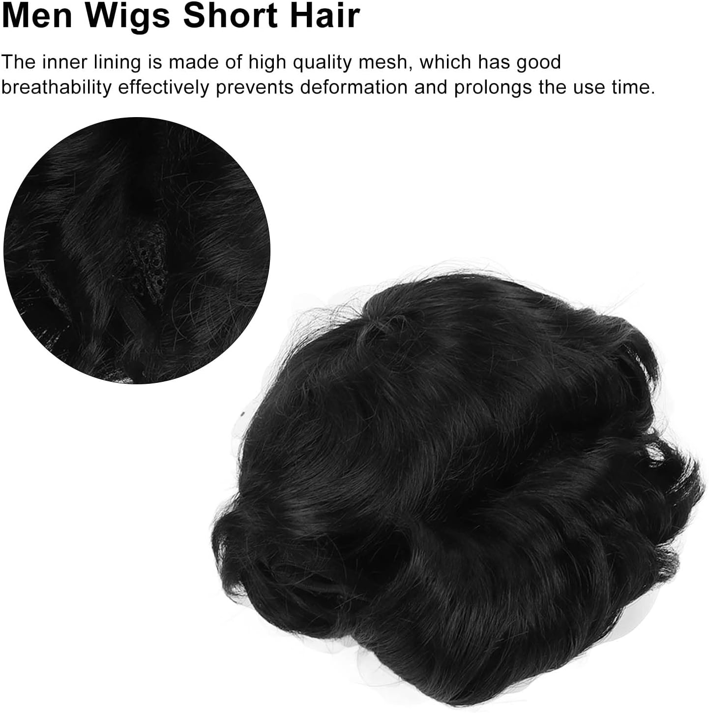 Short Wig, Good Breathability Fluffy Texture Short Black Hair Wig Smoothing Full Hairstyle for Parties for Daily Use for Men image number 5