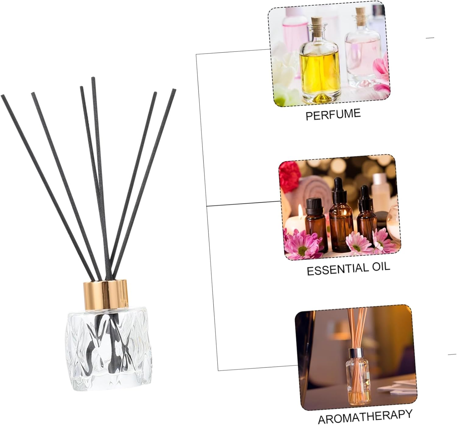 Glass Aromatherapy Bottles Scent Diffuser Containers Essential Oil Dispensers Chic Fragrance Release Bottles Empty for Home Office Decor image number 5