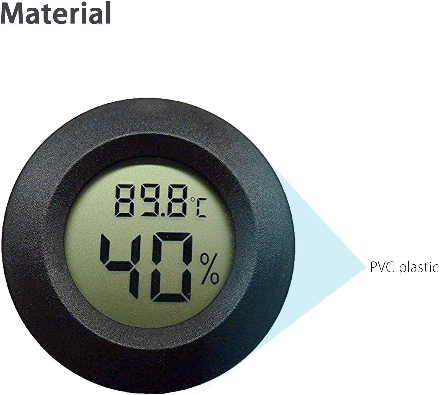 Eeekit 6-Pack Hygrometer Thermometer Digital LCD Monitor Indoor Outdoor Humidity Meter Gauge for Humidifiers Dehumidifiers Greenhouse Basement Babyroom, Black Round, Measure in Fahrenheit/Celsius image number 3