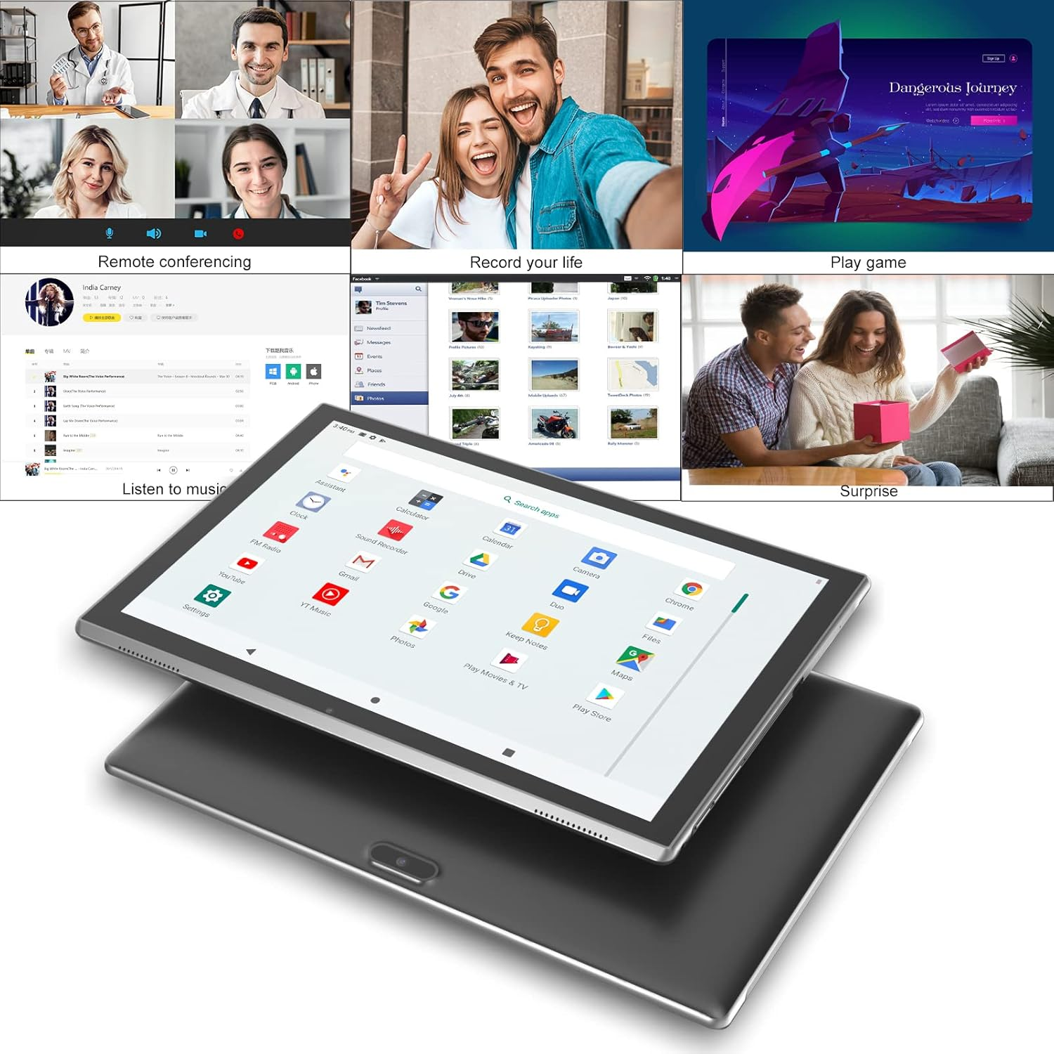 10 Inch Tablet Android 15 Tablet PC, 10.1" Android Tablets DDR4 8GB RAM(5GB Expand) 32GB ROM 2MP+8MP Dual Camera Wifi-6 BT Support 1TB Expand 10 in IPS Tab 6000Mah Battery Powerful Performance Tablets - Blue image number 4