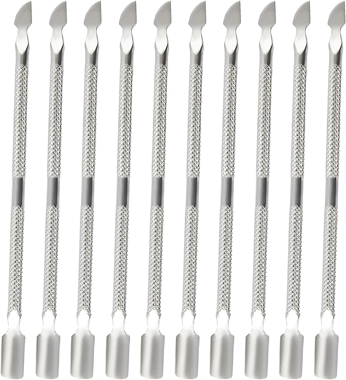 10 Pieces Stainless Steel Cuticle Pusher Cutter Professional Double Ended Metal Manicure Pedicure Tool Pusher for Fingernails, Toenails image number 5