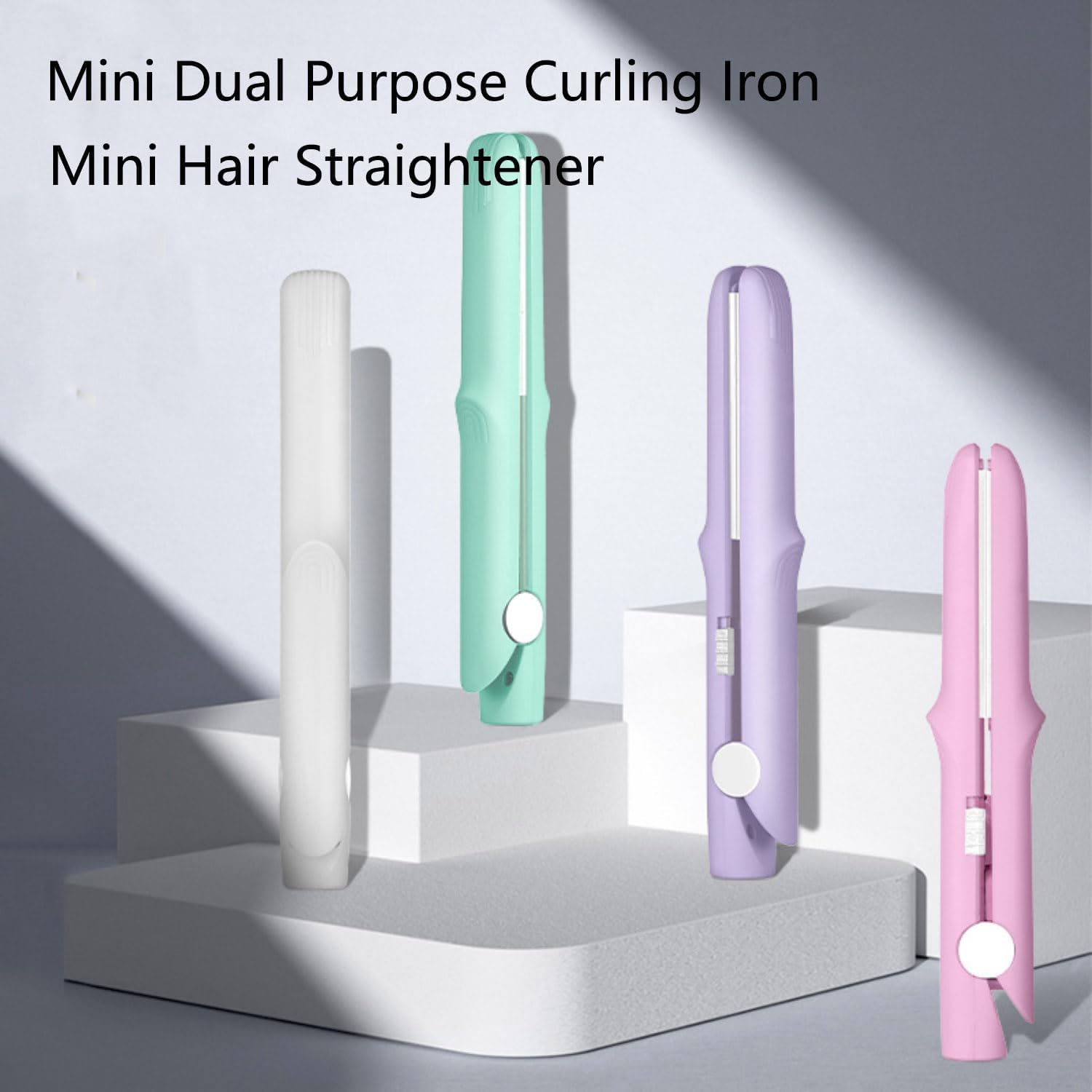 Gadgetcab Curling Iron, Gadgetcab Mini Curling Iron, Gadget Cab Mini Hair Curler, 2-In-1 Mini Curling Wand & Flat Iron Hair Straightener, Portable Ceramic Curling Iron for Short Hair (Purple) - Purple image number 3