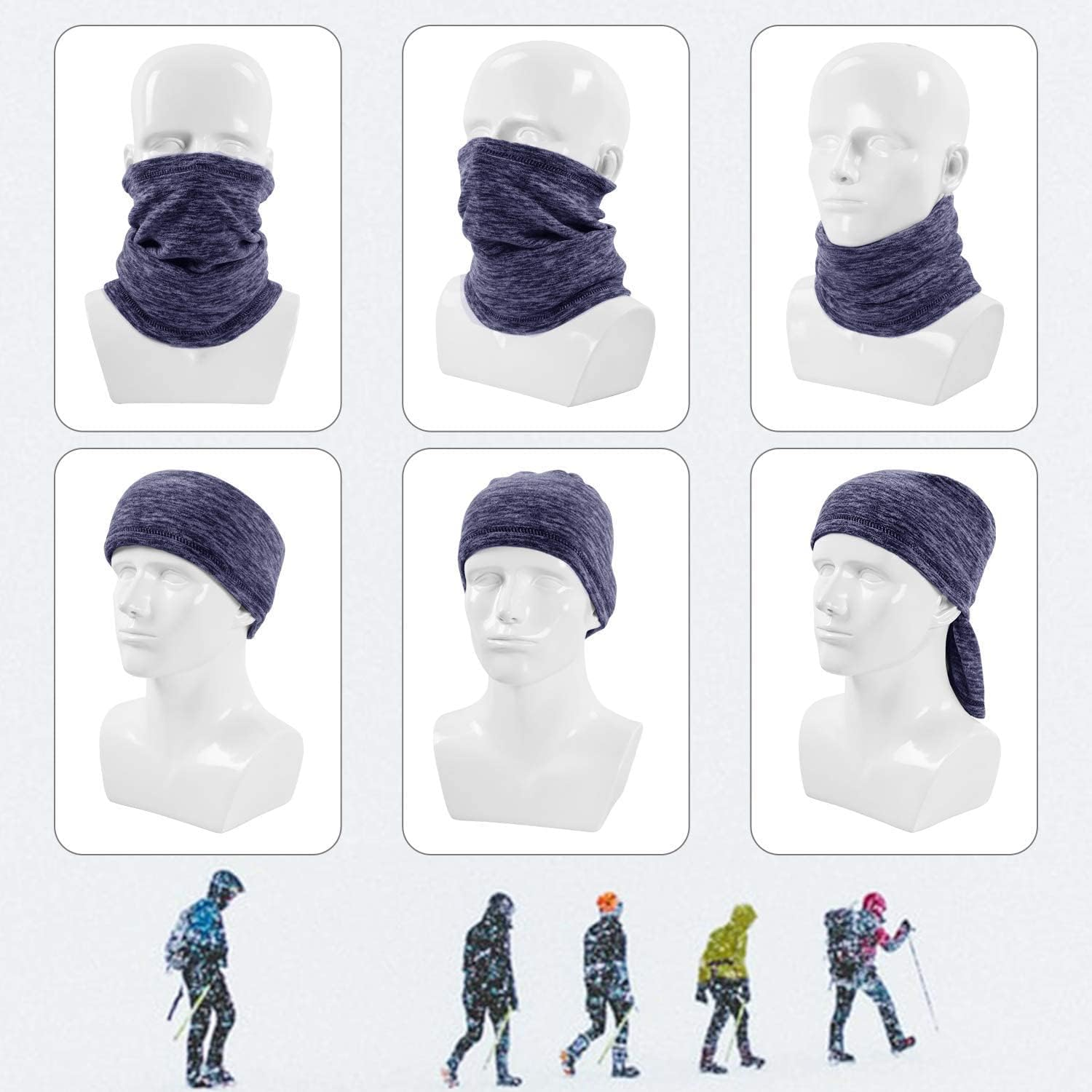 Neck Warmer Gaiter Ski Balaclava for Men and Women, Winter Face Mask Scarf Tube Cover Bandanas for Windproof Motorcycle Skiing image number 2