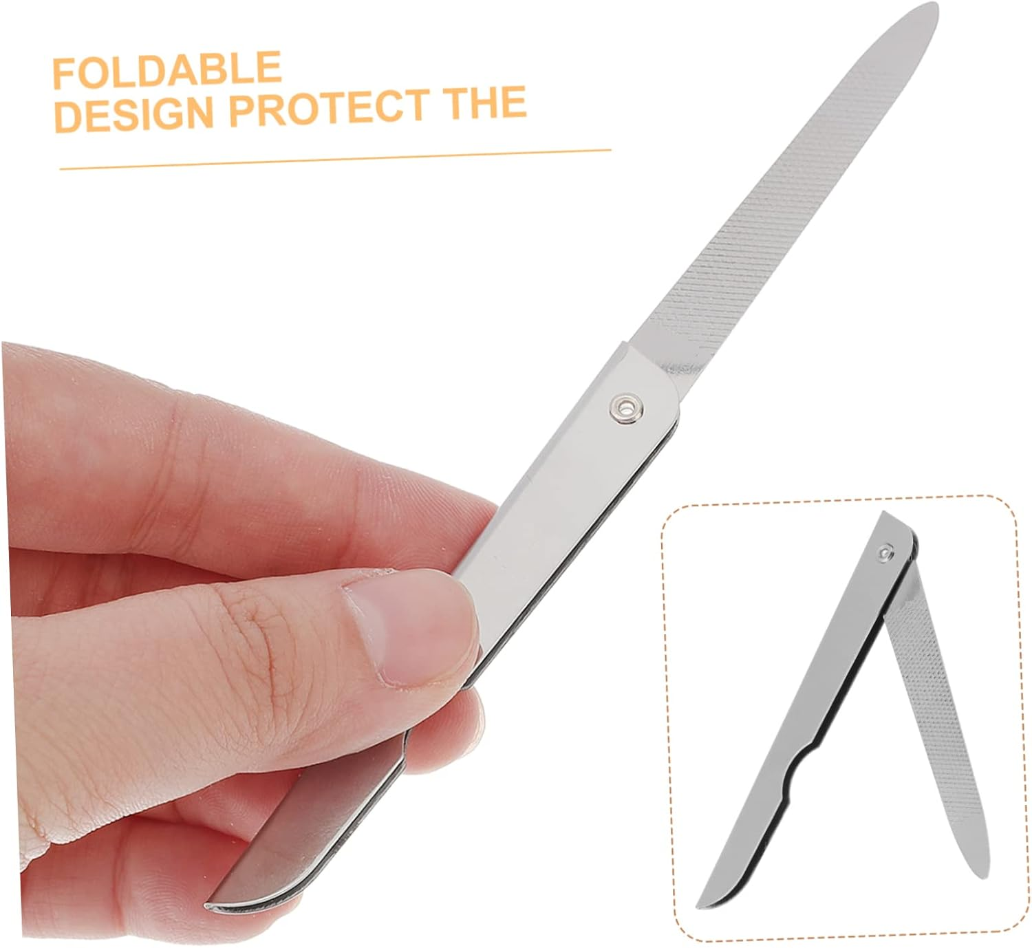 VICASKY 6Pcs Foldable Stainless Steel Nail Files and Nail Scissors Set Compact Manicure Tools for and Travel Use image number 2