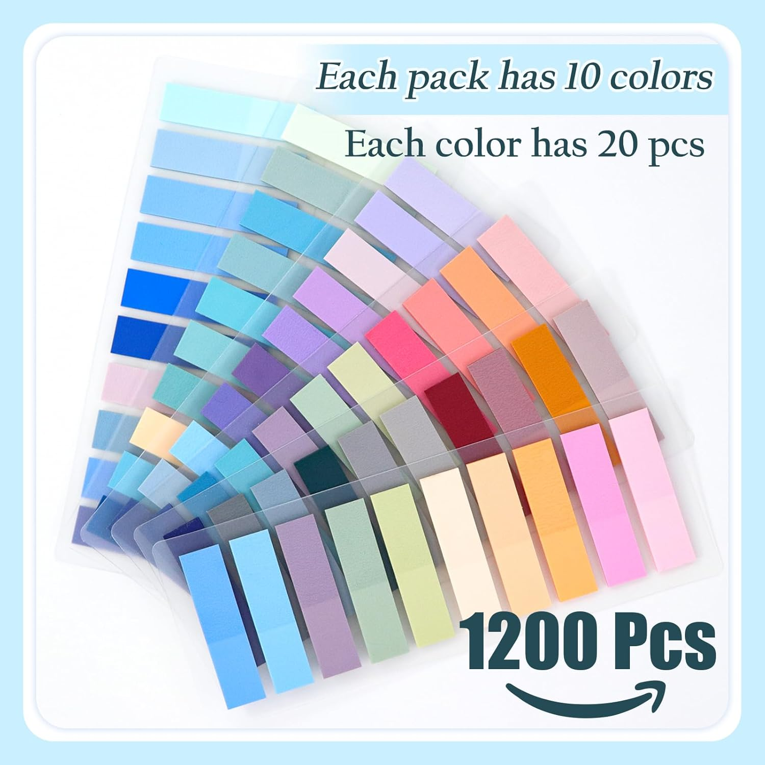 Page Markers Tabs, 1200 Pcs Index Tabs, Pack of 6 Sticky Tabs Page Markers, Translucent Tape Flags for Page Marking, Writable Sticky Notes for School and Office Supplies image number 4