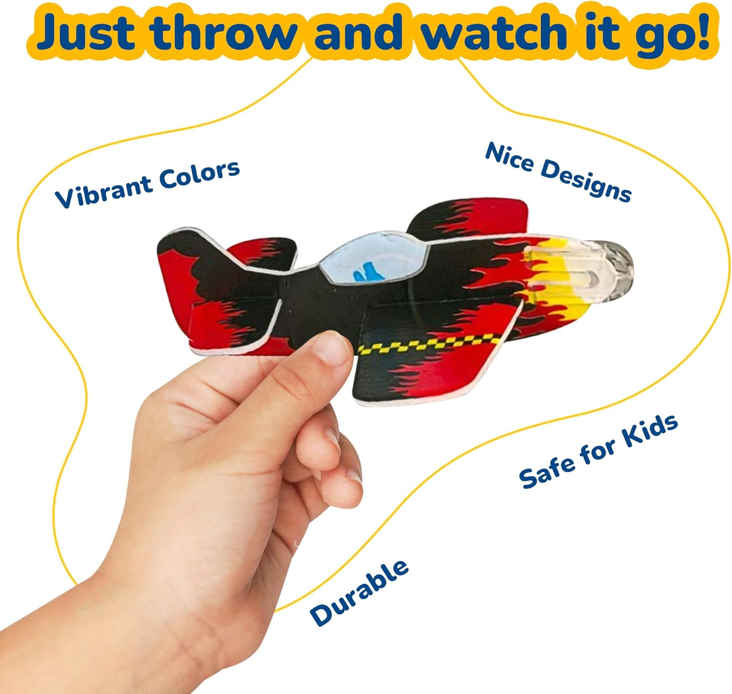 Artcreativity Foam Gliders for Kids - Bulk Set of 72 - Lightweight Planes with Various Designs - Individually Packed Flying Airplanes - Fun Birthday Party Favors, Goodie Bag Fillers for Boys and Girls image number 1