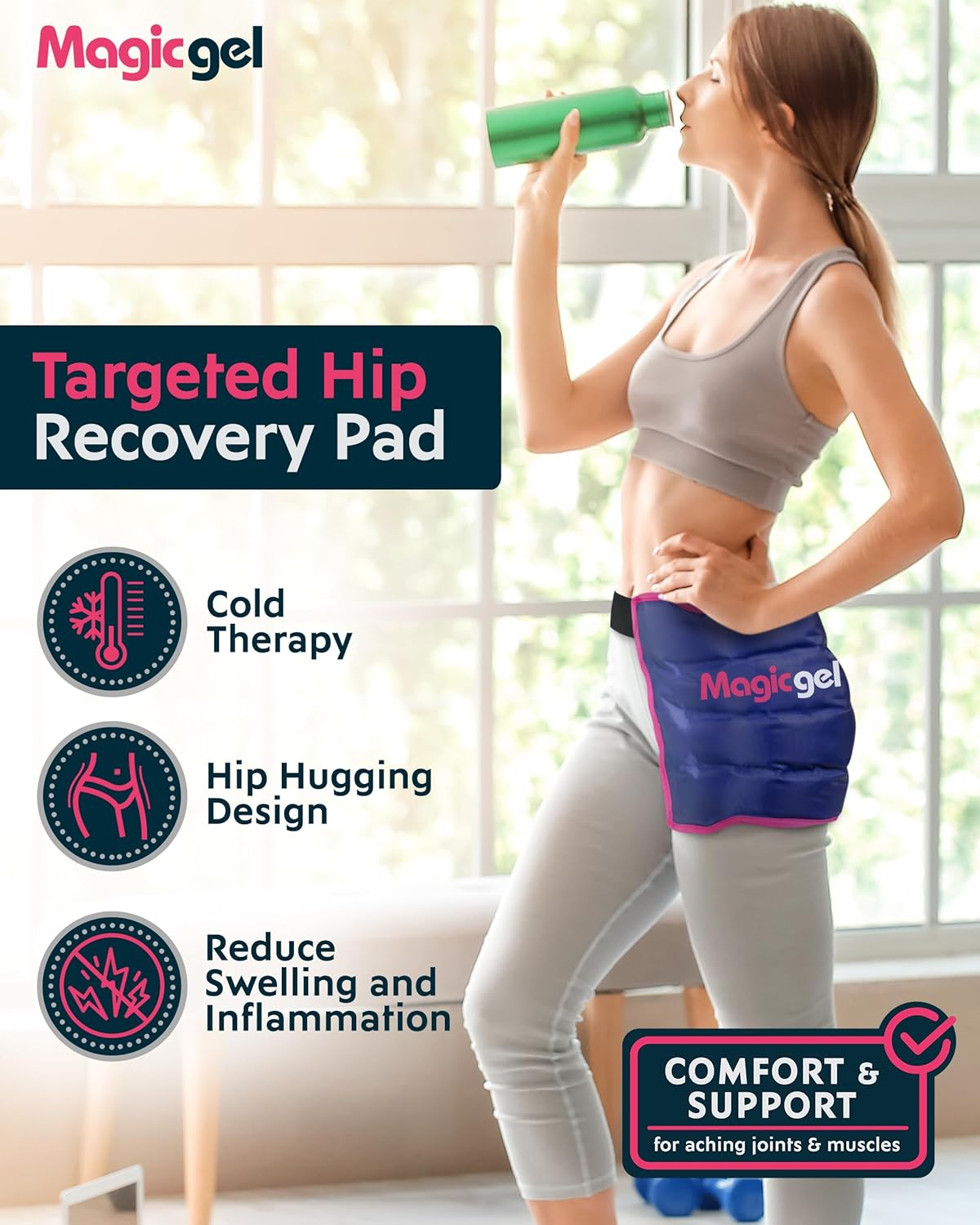 Magic Gel Luxury Hip Ice Pack: Reusable Cold Pack Designed Specficially for Hip Pain Relief (Post Surgery, Inflammation, Stiff Hips and Back) By image number 6