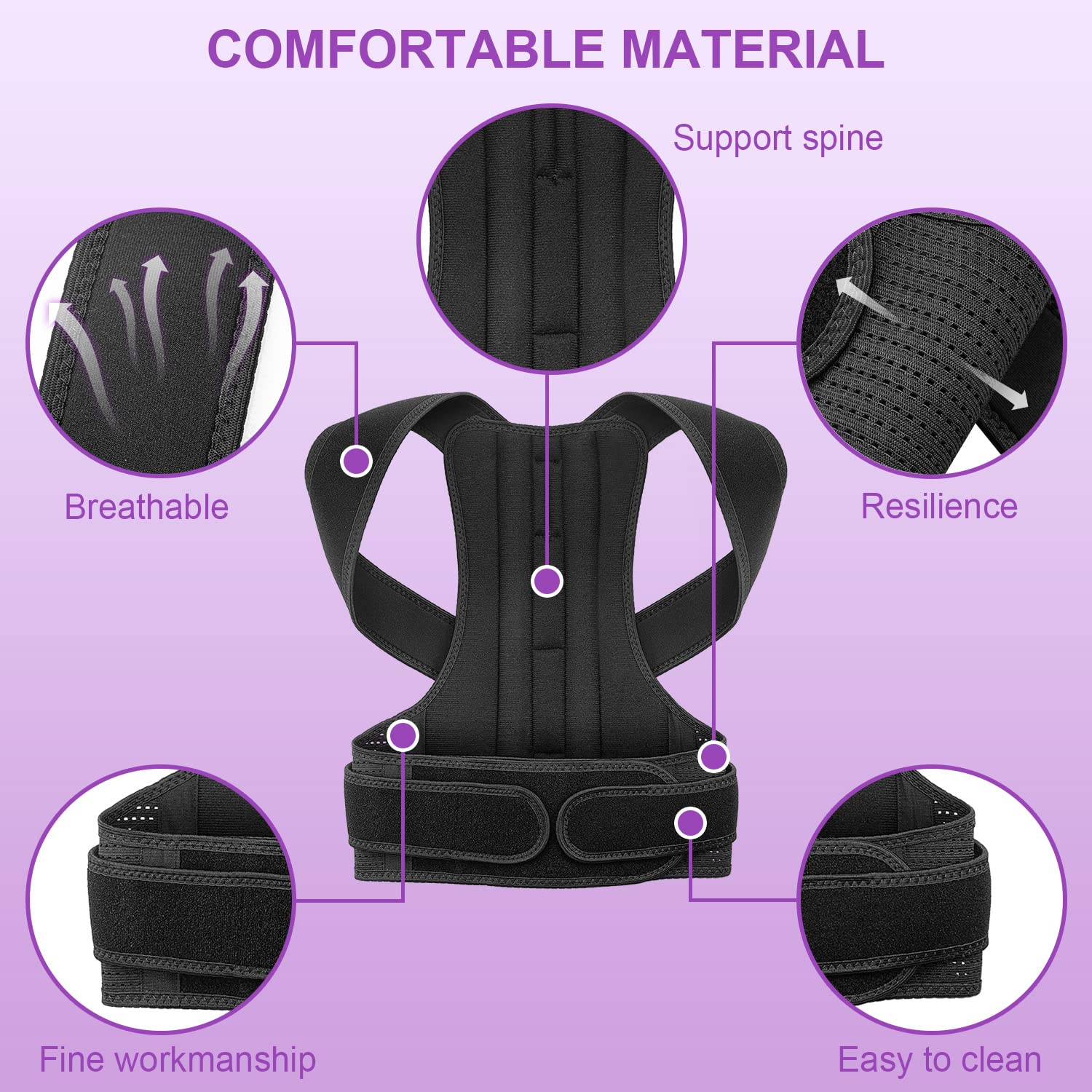 Posture Corrector Back Brace for Men&Women Back Brace for Lumbar Support and Upright Breathable Back Straightener Back Corrector Posture Improve and Neck, Back, Shoulder Pain Relieve (XL) image number 3