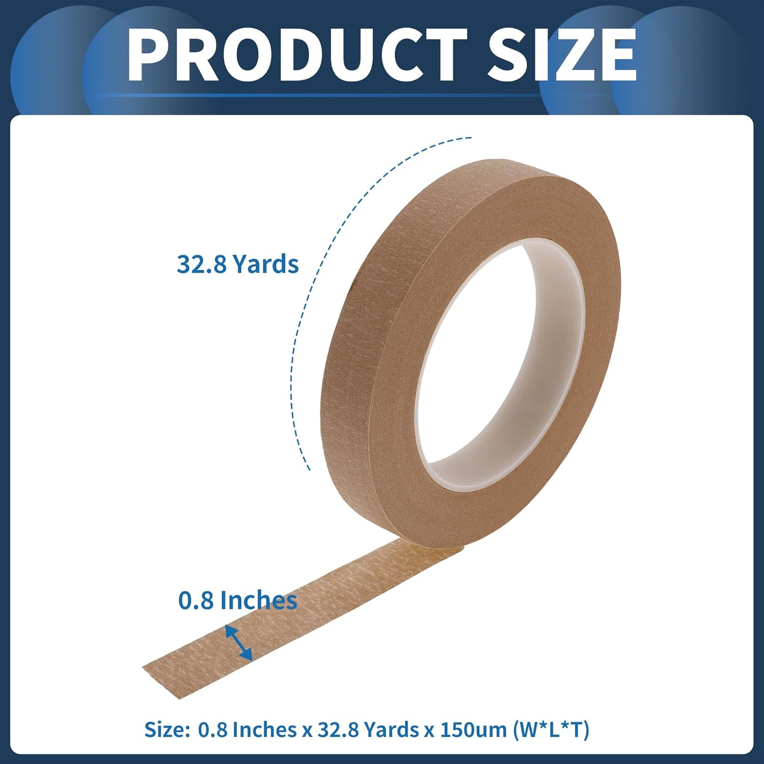 X AUTOHAUX Masking Tape, 0.8 Inches X 32.8 Yards DIY Car Auto Paint Painters Tape Brown, 1 Pc image number 1