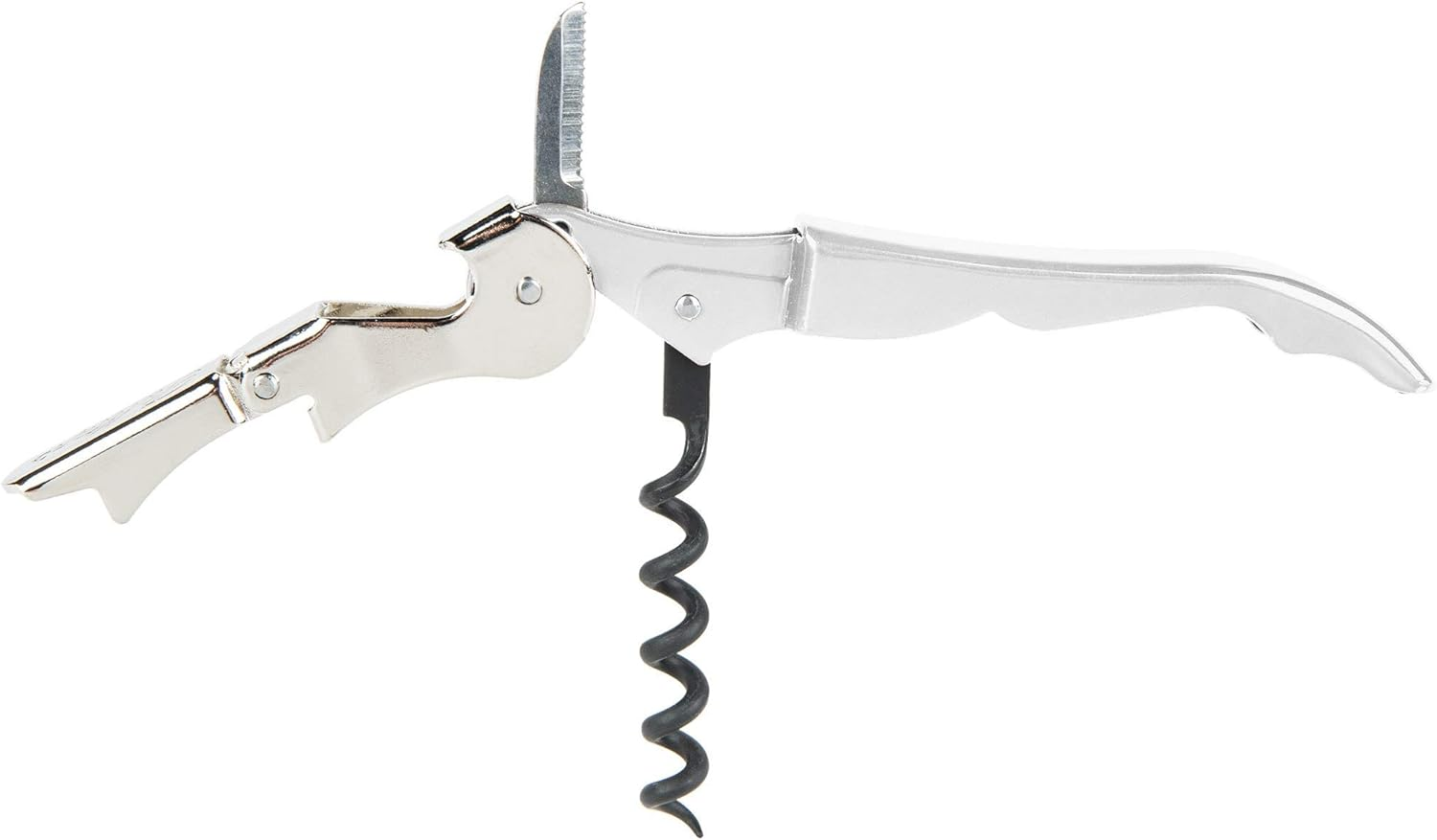 Pulltap'S Double-Hinged Waiters Corkscrew, Wine Opener and Foil Cutter, Beer Bottle Opener, White image number 5