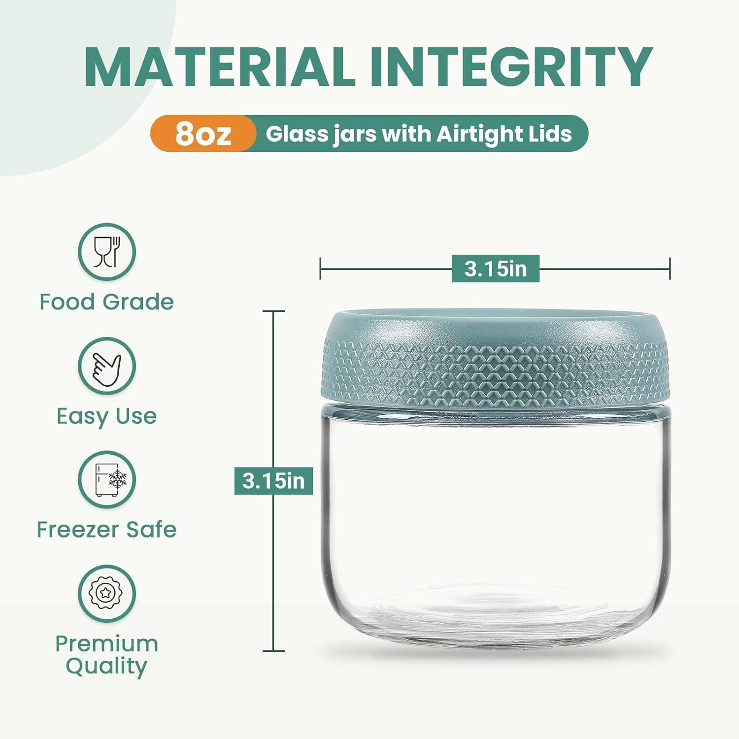 Small Glass Jars for Overnight Oats Salad Yogurt Pudding Cereal Candy Snacks Storage Containers Meal Prep Mason Jar with Airtight Lids,6 Pack image number 4