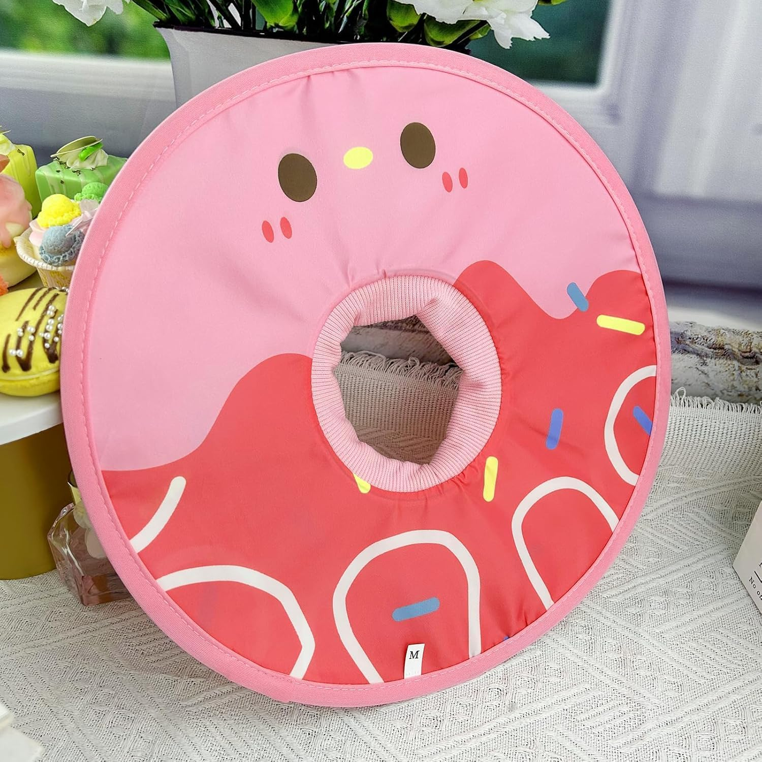 Waterproof Cat Head Cover, Lightweight Cat Head Cover, Donut Cat Recovery Collar, Licking and Scratching Free Head Cover Pet Collar (Pink, M) image number 4