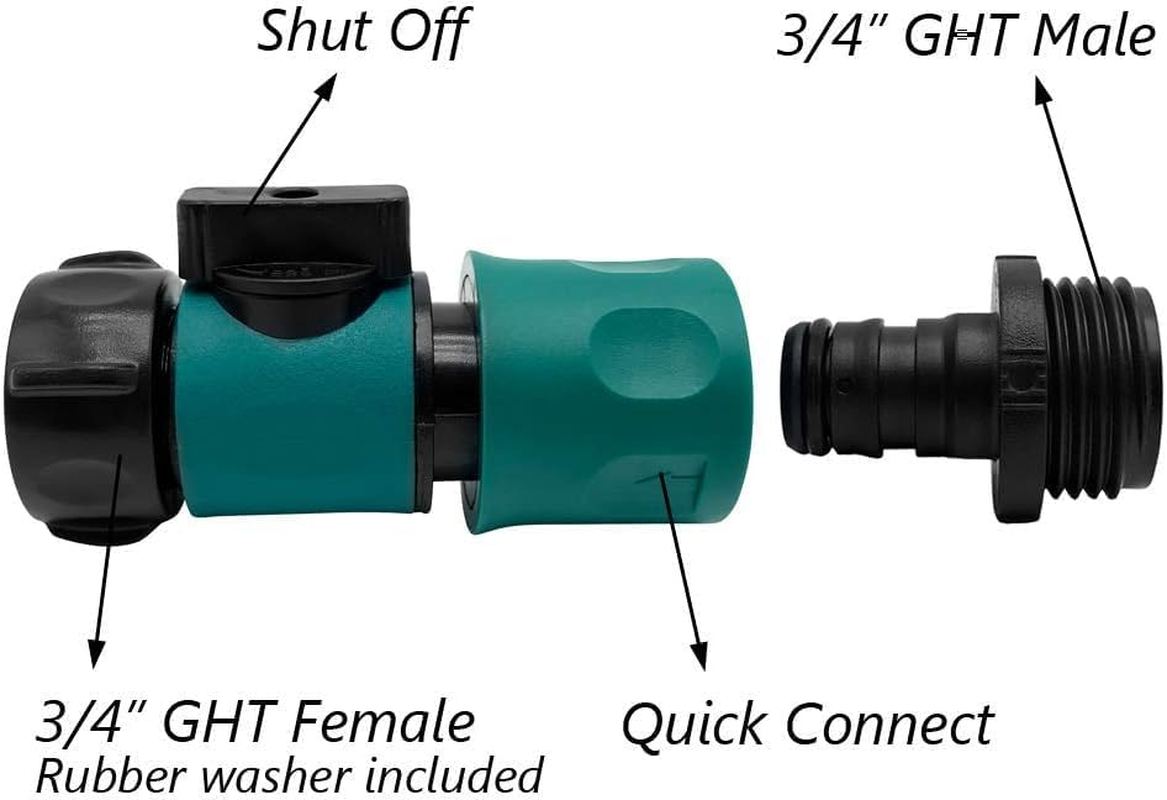 Plastic Garden Hose Quick Connect with Shutoff Valve Set Male and Female, 3/4&rdquo; Quick Connectors with Valve for Water Hose Coupling, Quick Release Kit Hose Fittings and Adapters (5 Sets/ 10 Pc) image number 3